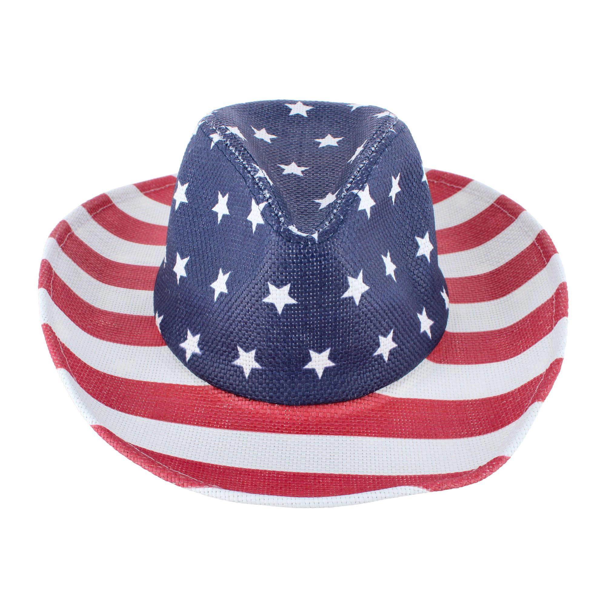 CTM Unisex Americana Stars and Stripes Cowboy Straw Hat