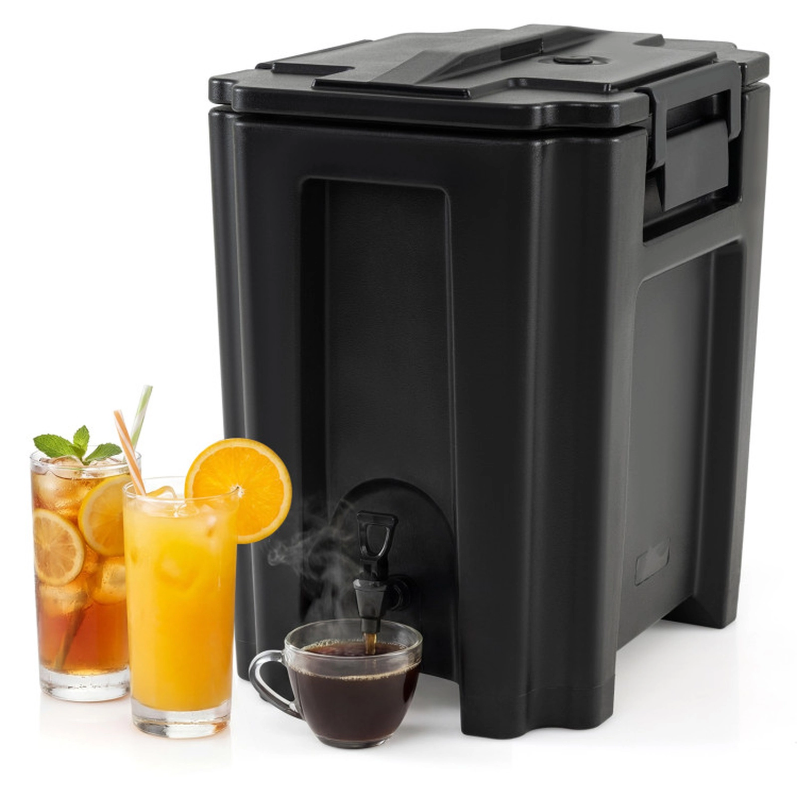SUGIFT 13.2-gal Black Triple-Layer Insulated Beverage Dispenser with Drip-Proof Faucet and Handles