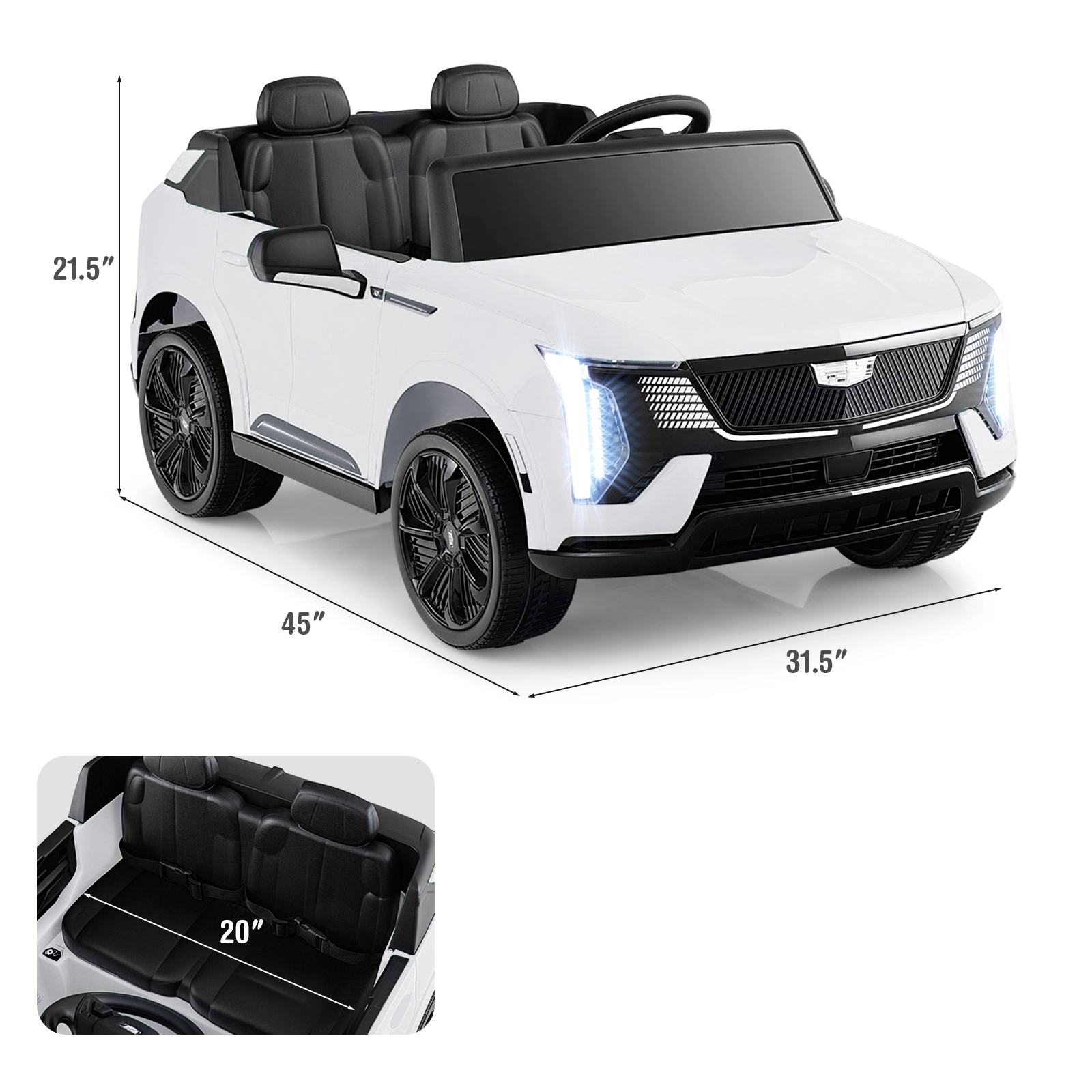 LJG Kids 24V Ride on Truck 2-Seater Licensed Cadillac with Remote Control