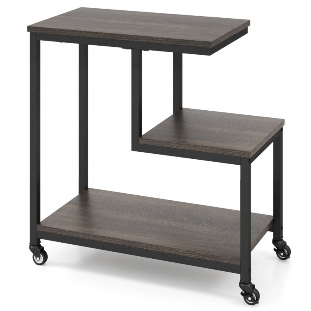 SlickBlue 3 Tier End Table with Wheels, Printer Stand and Nightstand for Home Office