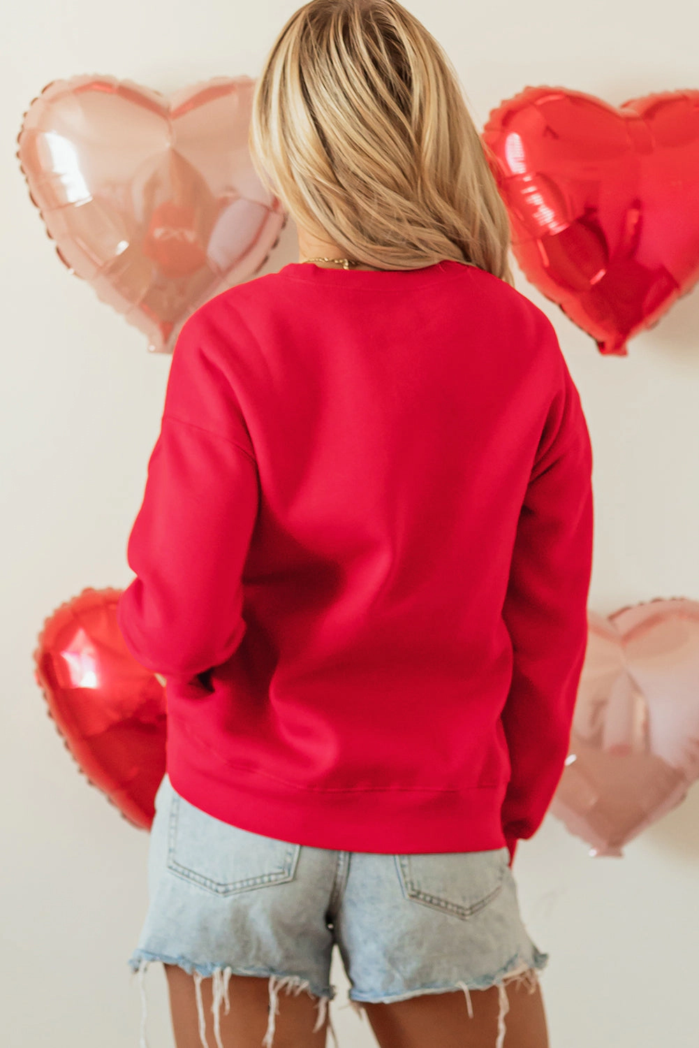 Threaded Pear Women's Clementine Print Valentines Heart Sweatshirt