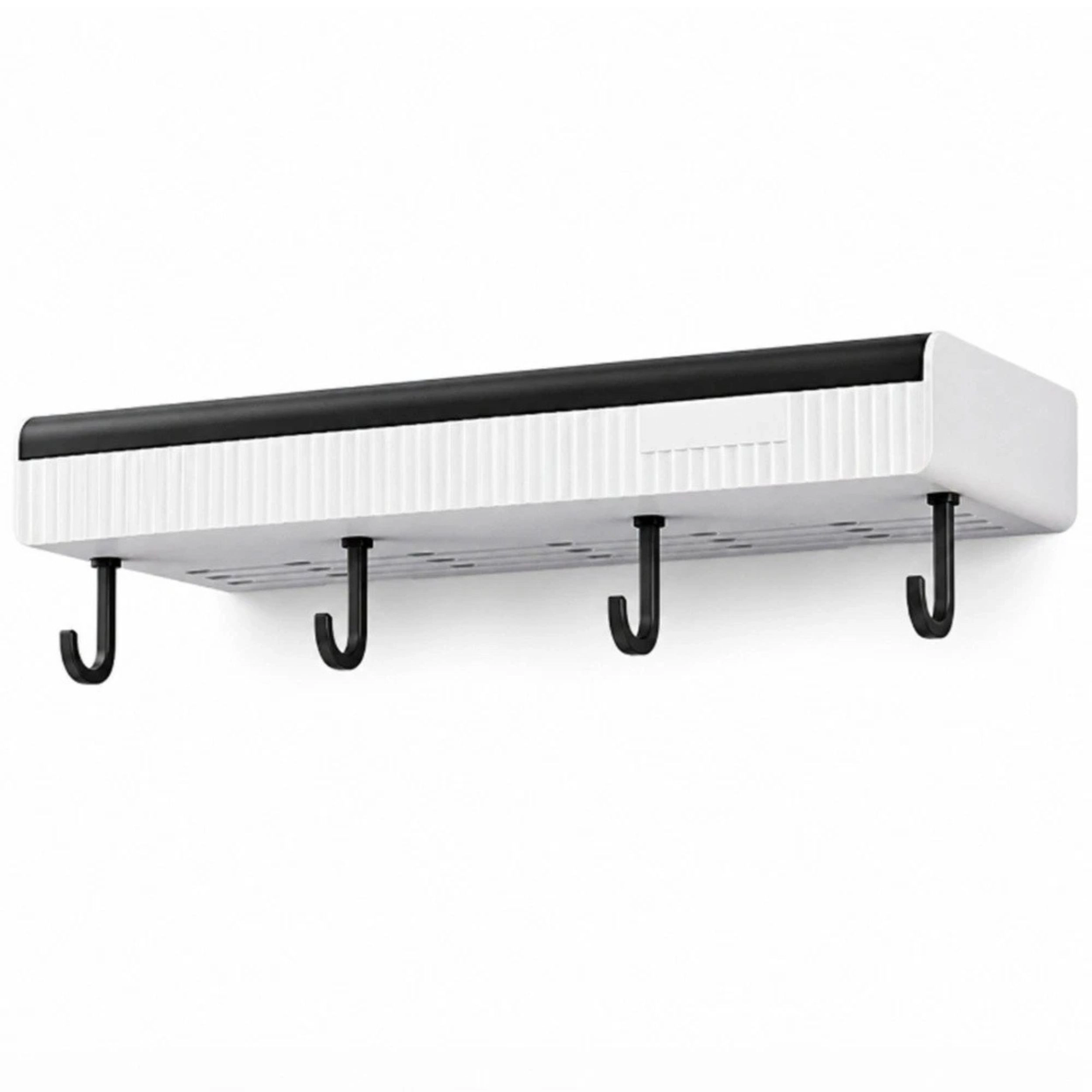 Home Collection Adhesive Shower Shelf No-Drill Bathroom Organizer Rack with 4 Hooks