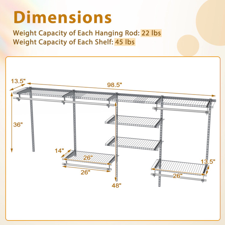 Hivvago Extendable Clothing Organizer with Hanging Bar