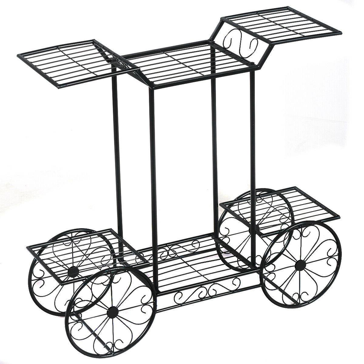 Slickblue Metal 6 Tier Plant Stand Cart Design Flower Shelf Organizer for Indoor Outdoor Use