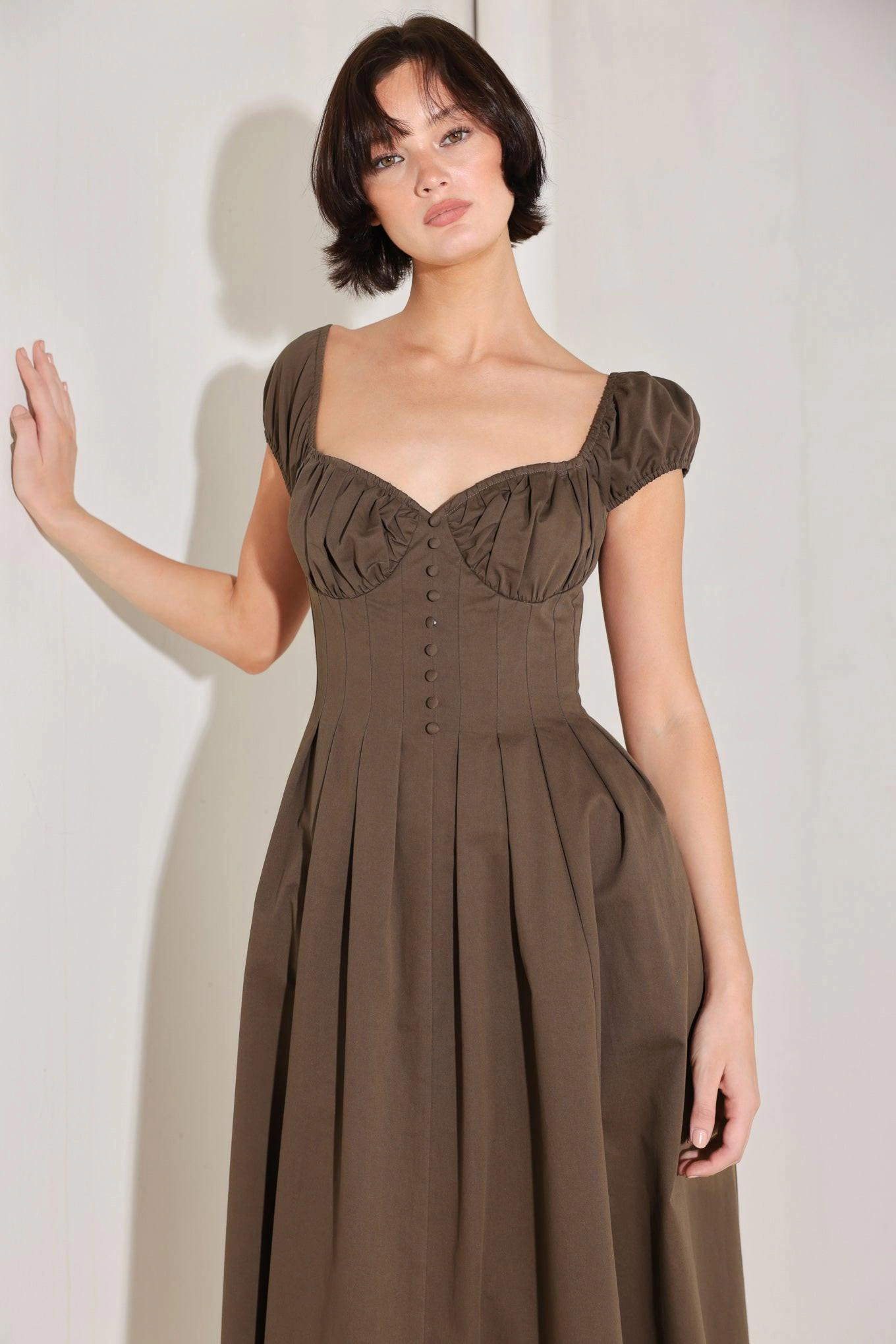 TRUEDAMES Women Mocha Muse Moment Woven Midi Dress