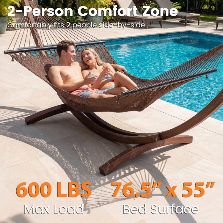 Hivvago Caribbean Hammock With Spreader Bar For Patio Poolside