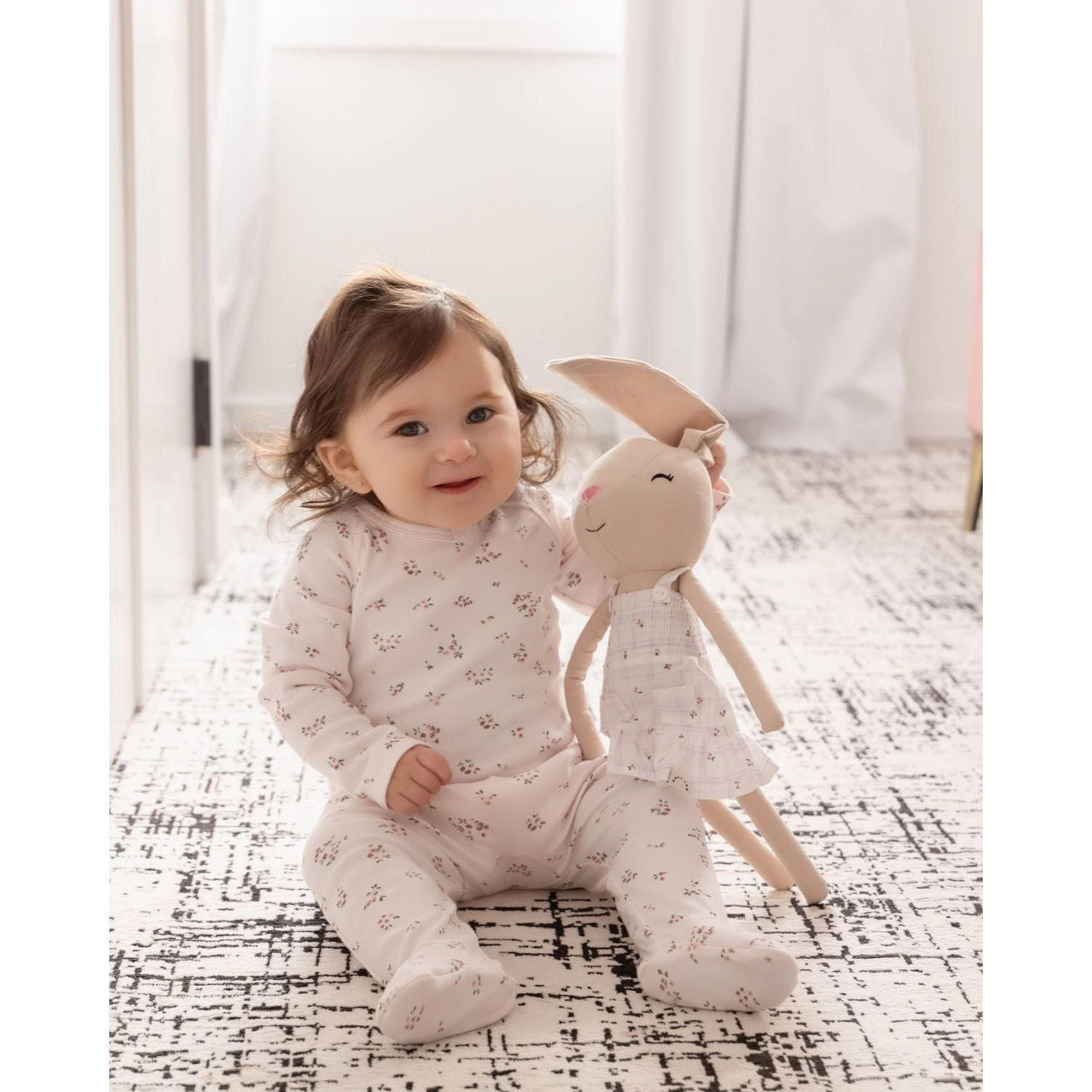 MeMoi Baby Girls "Cameo Florals" 100% Cotton Footie