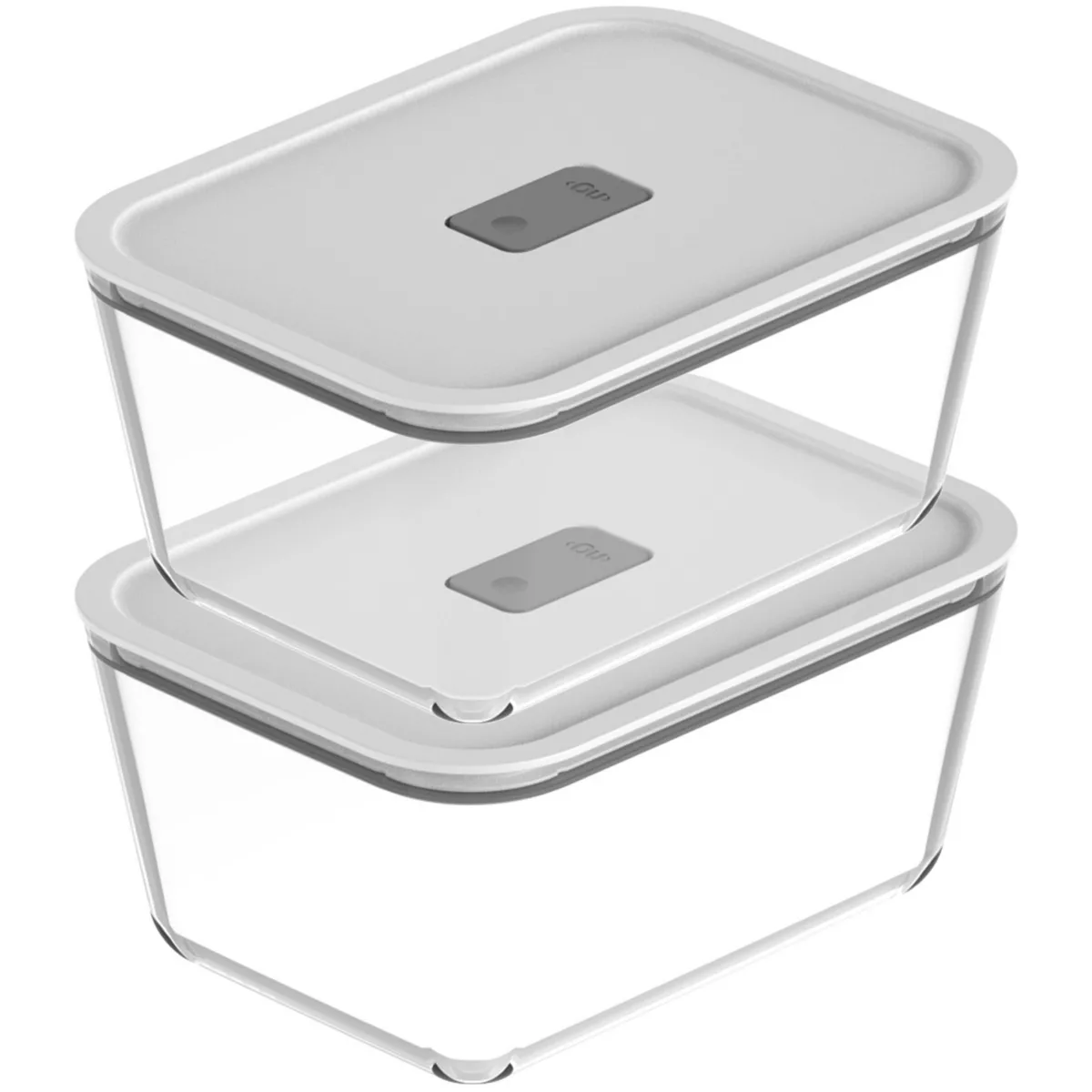 OU Glass Food Storage Container Set 4pc, Airtight Leak Proof Lids w/ Microwave Valve, Microwave Freezer Dishwasher Safe