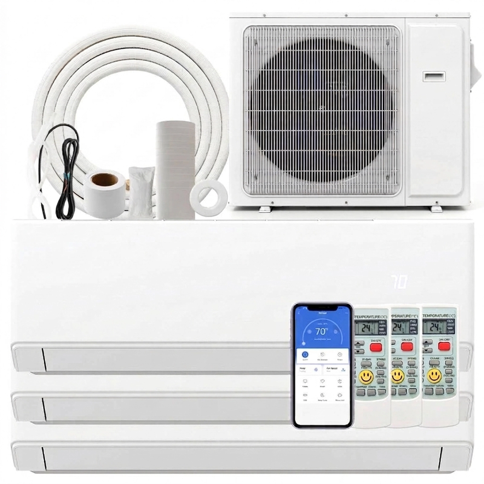 SUGIFT 24000-BTU 3-Zone 23-SEER2 208-230V WiFi Ductless Mini Split Air Conditioner Heat Pump 7K + 9K + 12K