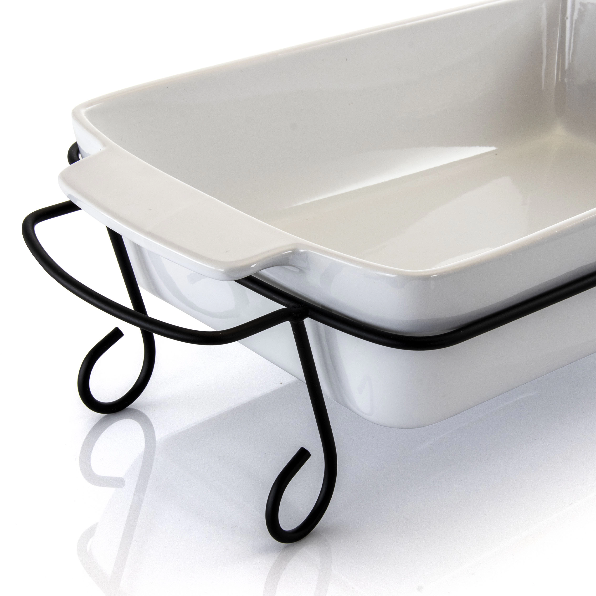 Gibson Elite 2 Piece Rectangle 15.5 Inch Stoneware Bakeware with Metal Rack