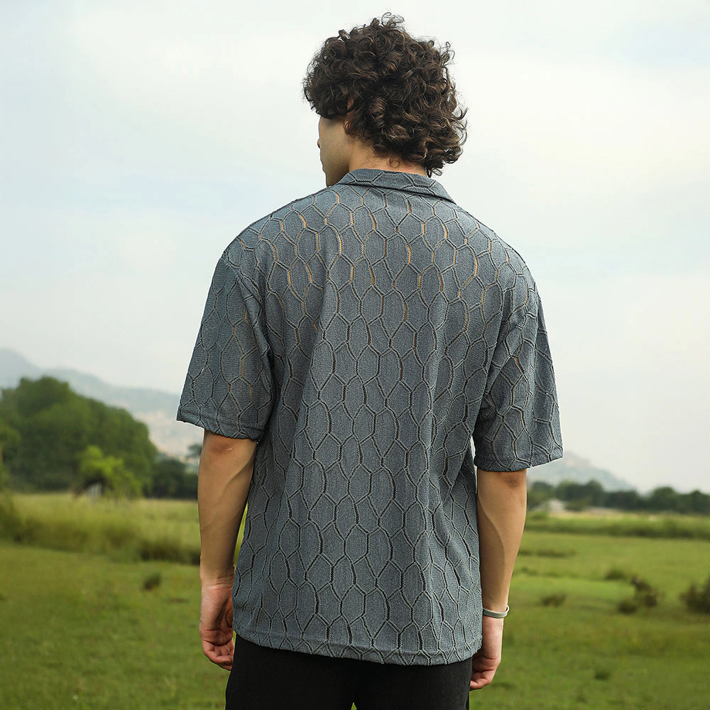 Honeycomb-Knit Polo T-Shirt
