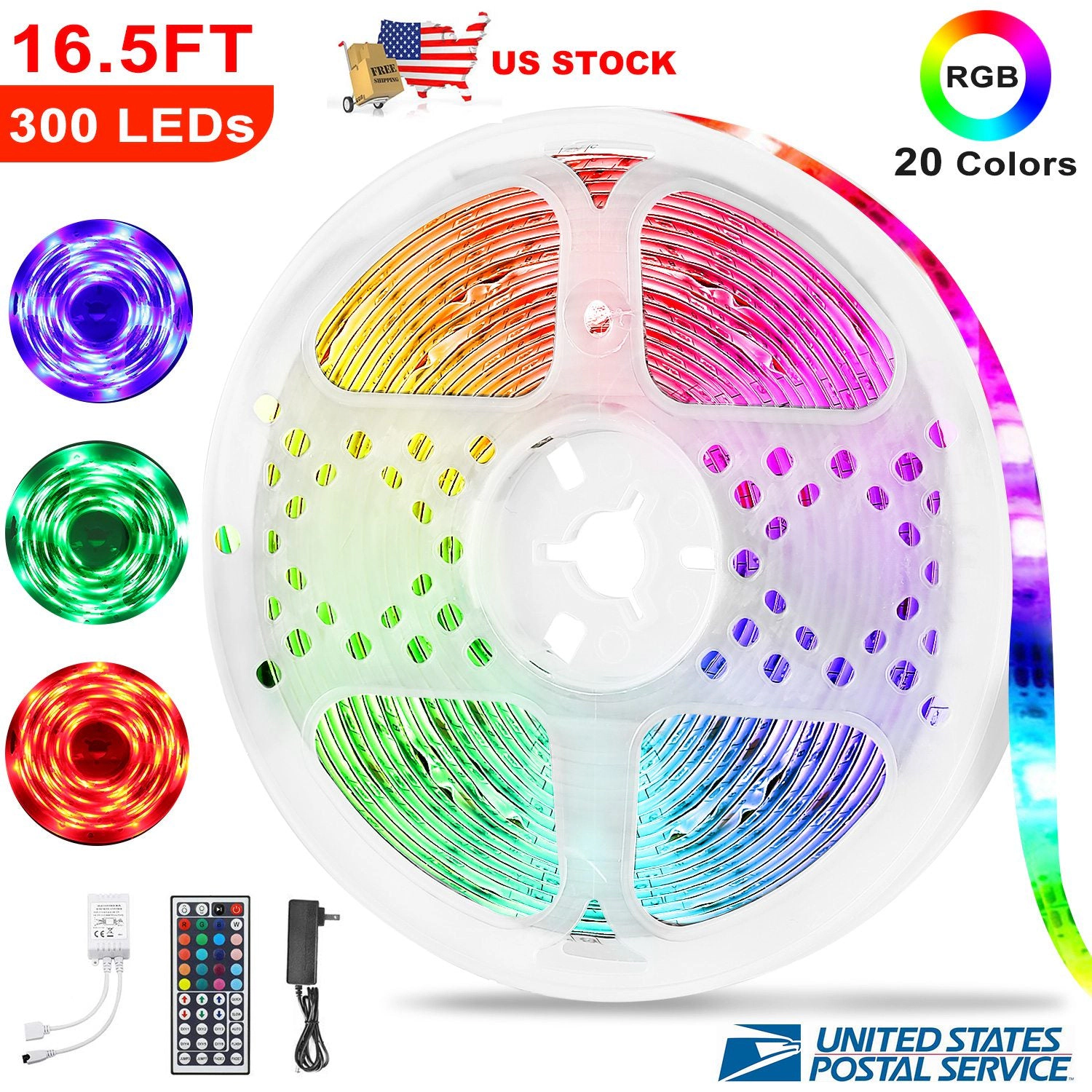 GBruno 16.5 Ft 300 LED RGB Strip Lights With Remote
