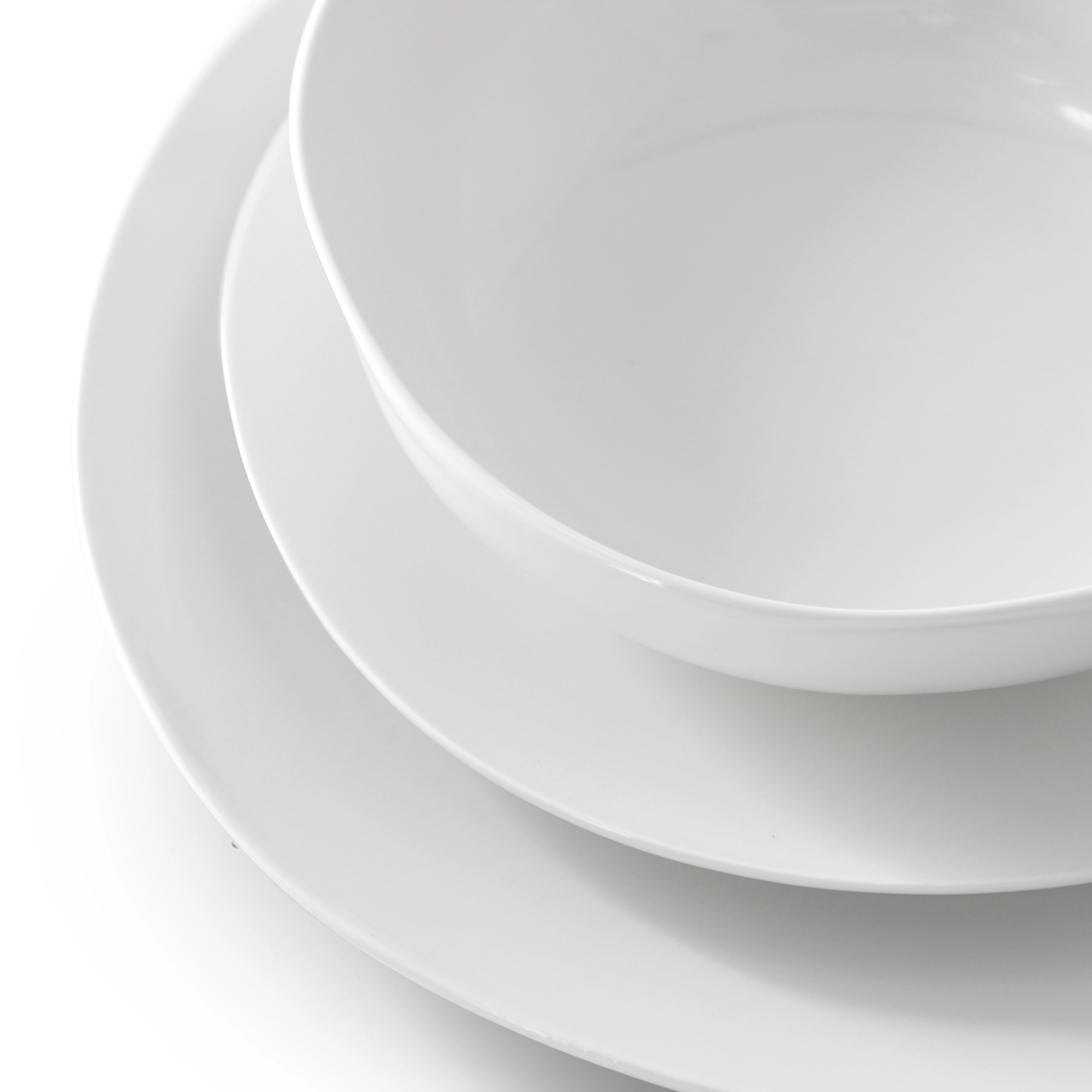 Gibson Home Aspen Drift 12 Piece Organic Round Ceramic Dinnerware Set in White