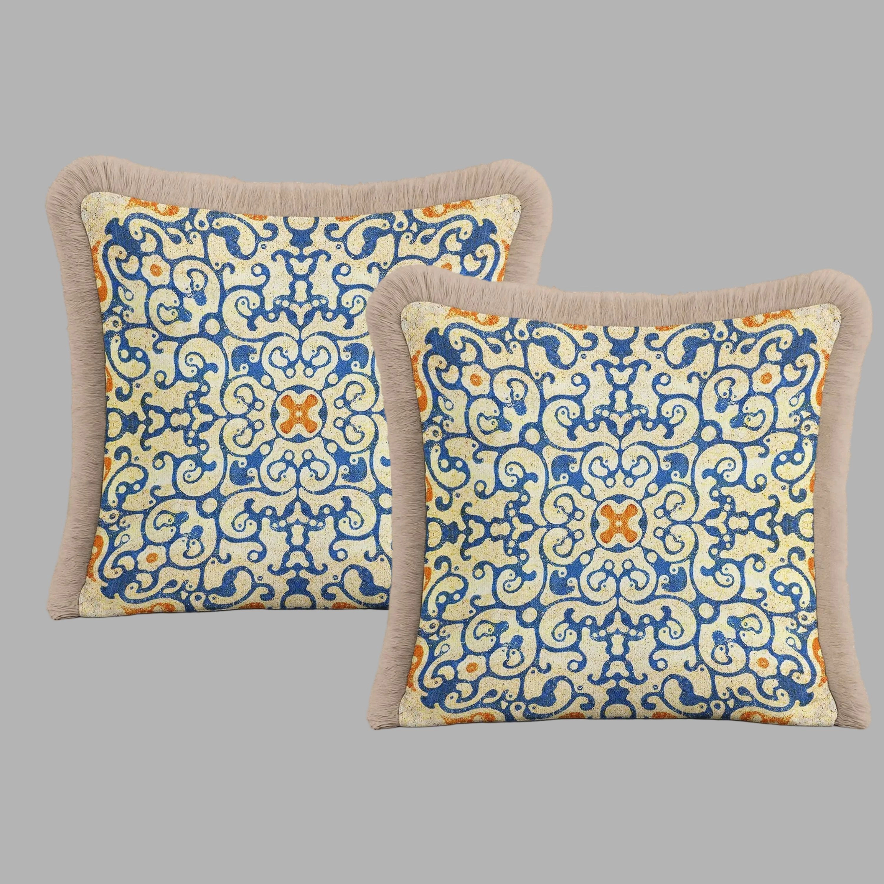 Wear Sierra Geometric Ornament Tasselled Set of 2 Throw Pillow Cover
