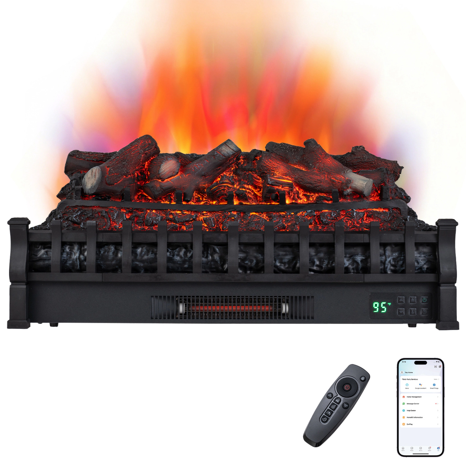 LJG 30" WiFi Fireplace Insert Lemonwood Set with Cracking Sound