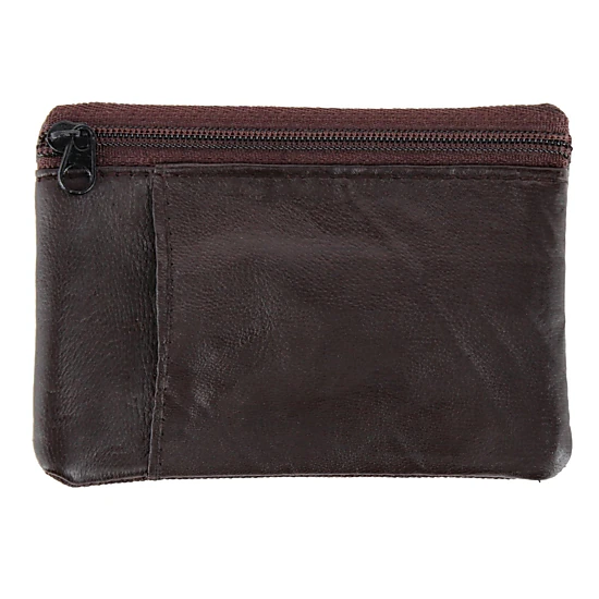 CTM Leather Zipper RFID Coin Pouch Wallet with ID Window & Key Ring