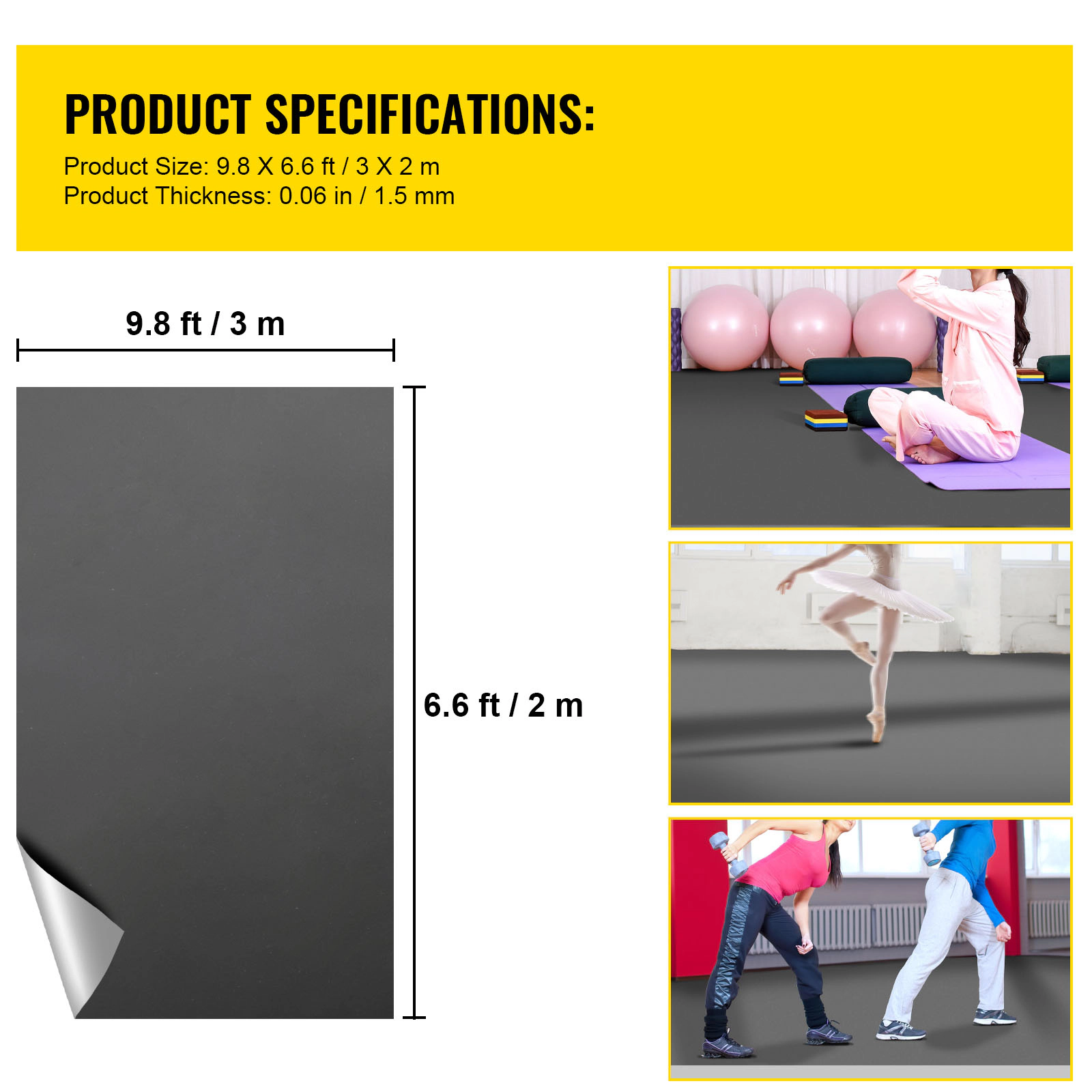 HONGGE Dance Floor Roll, Portable PVC Dance Flooring