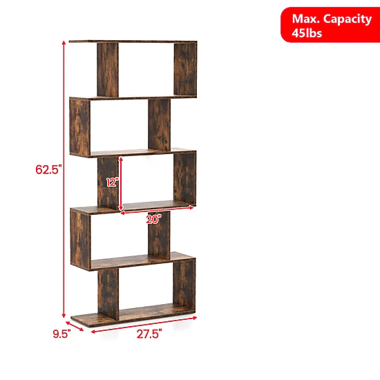 Hivvago Freestanding 5-Tier Bookcase with Anti-Tip Kit