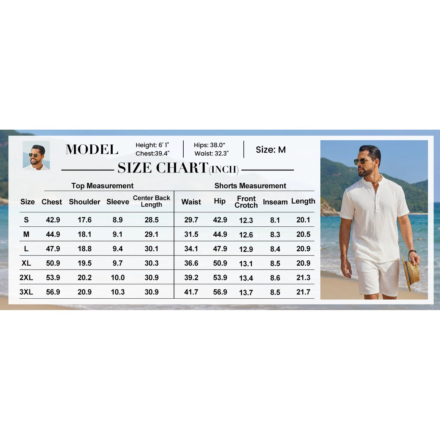 COOFANDY Mens Short Sleeve Henley Top & Shorts Set Casual 2 Piece  Outfits