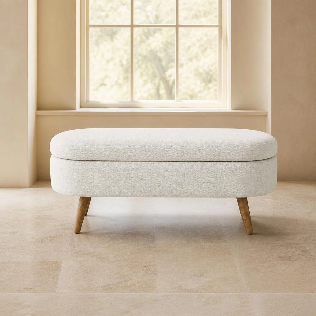 GOODSILO Functional Upholstered Linen Storage Bench
