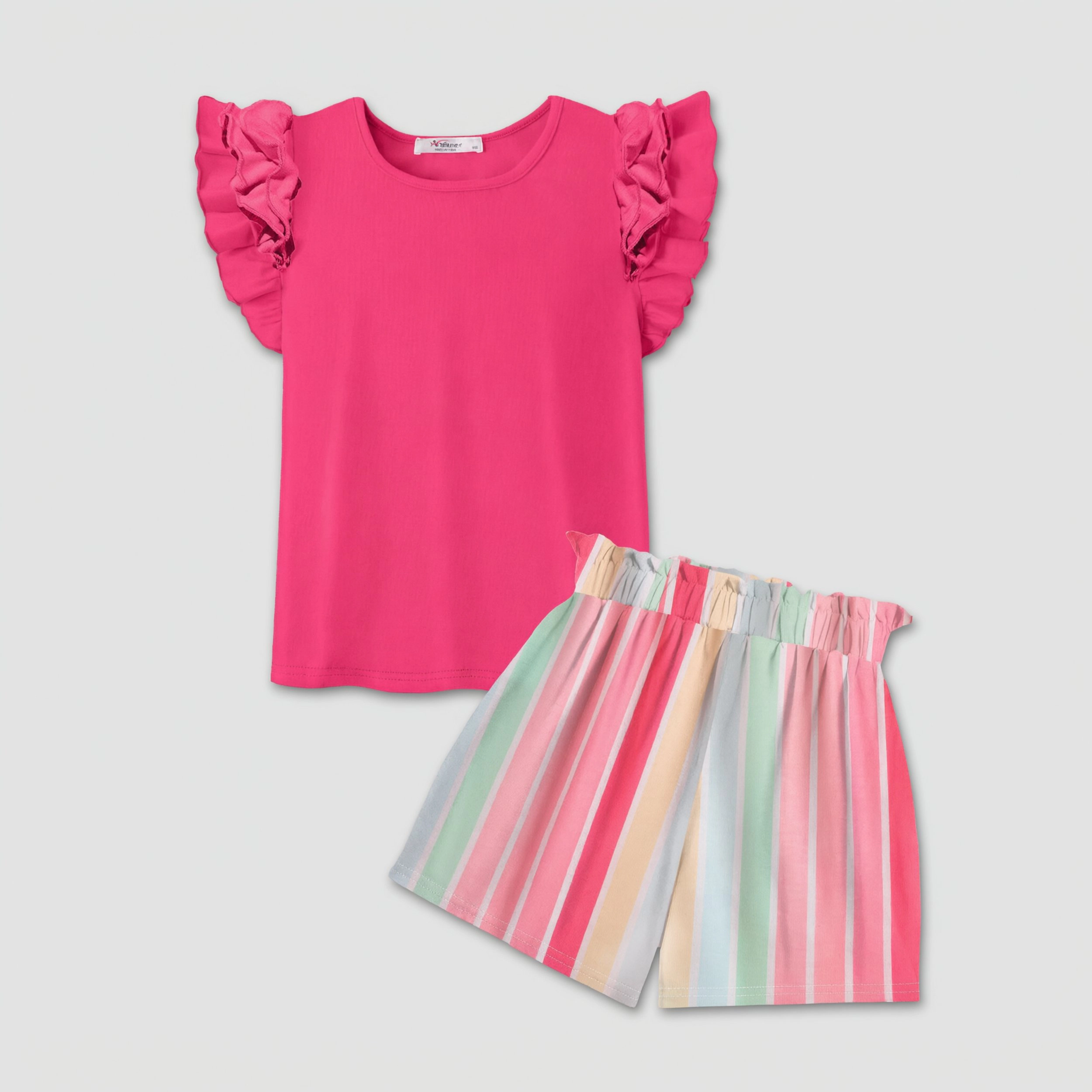 Arshiner Girls Piece Outfits Summer Hawaiian Clothes Ruffle Sleeve T Shirts High Waist Paper