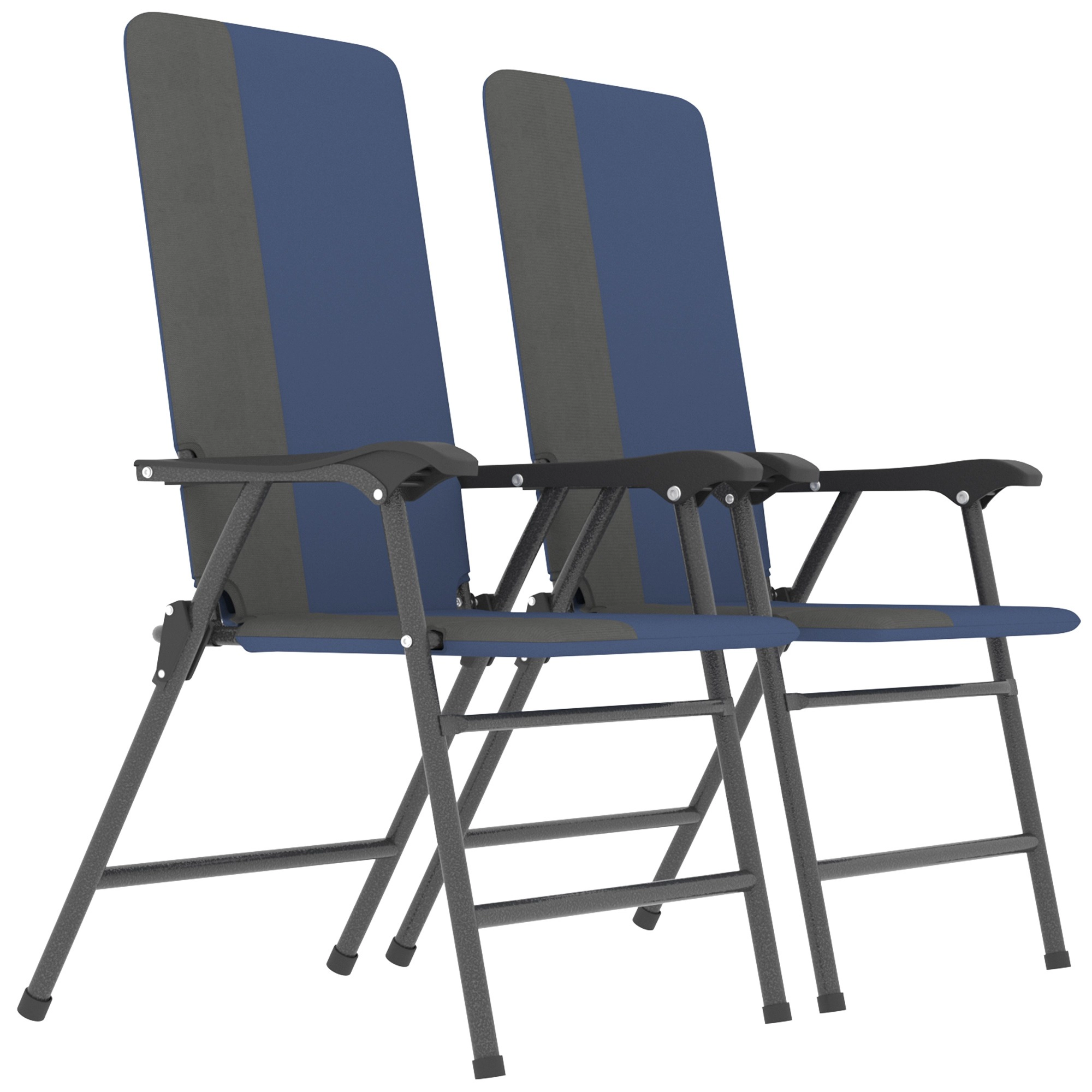 HONGGE Folding Patio Chairs Set of 2, Padded High Back Lawn Camping Chairs with Armrests, 600D Oxford Fabric