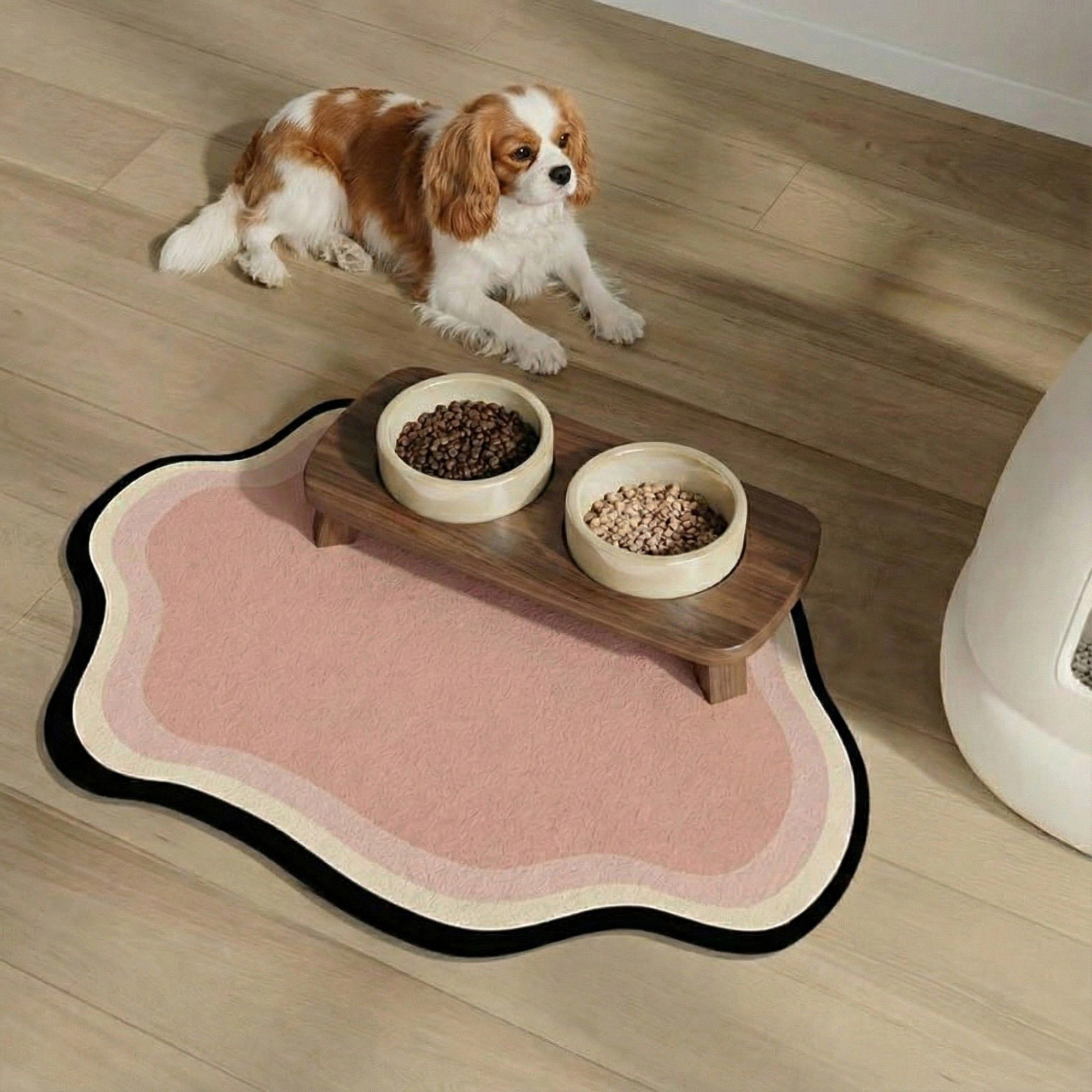 Alilang Unisex Irregular Shaped Floor Mat with Layered Wavy Edge Soft Surface Non Slip Backing Decorative Area Rug 11.8x