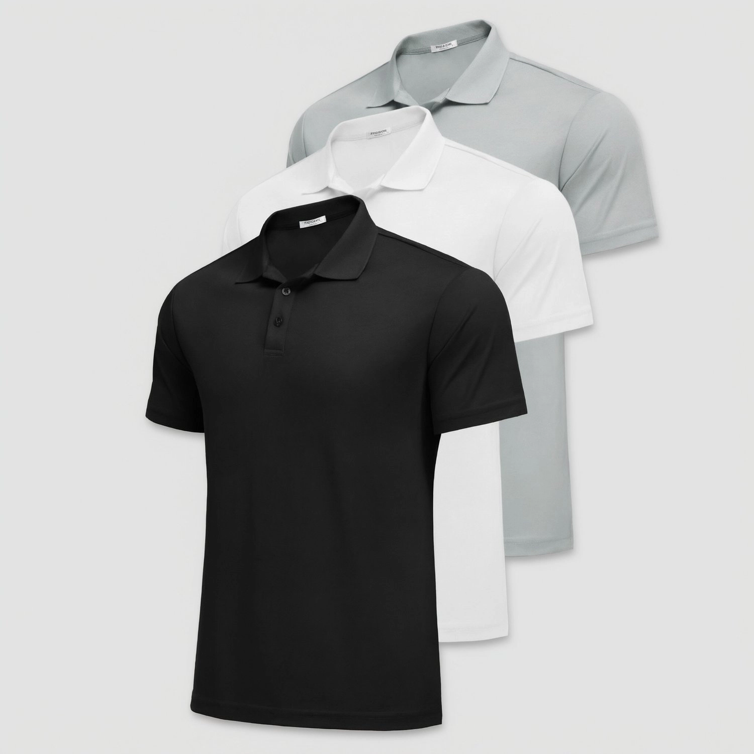 Pinspark Mens Solid Light Blue Polo Shirts Short Sleeve Collared Summer Casual Tops