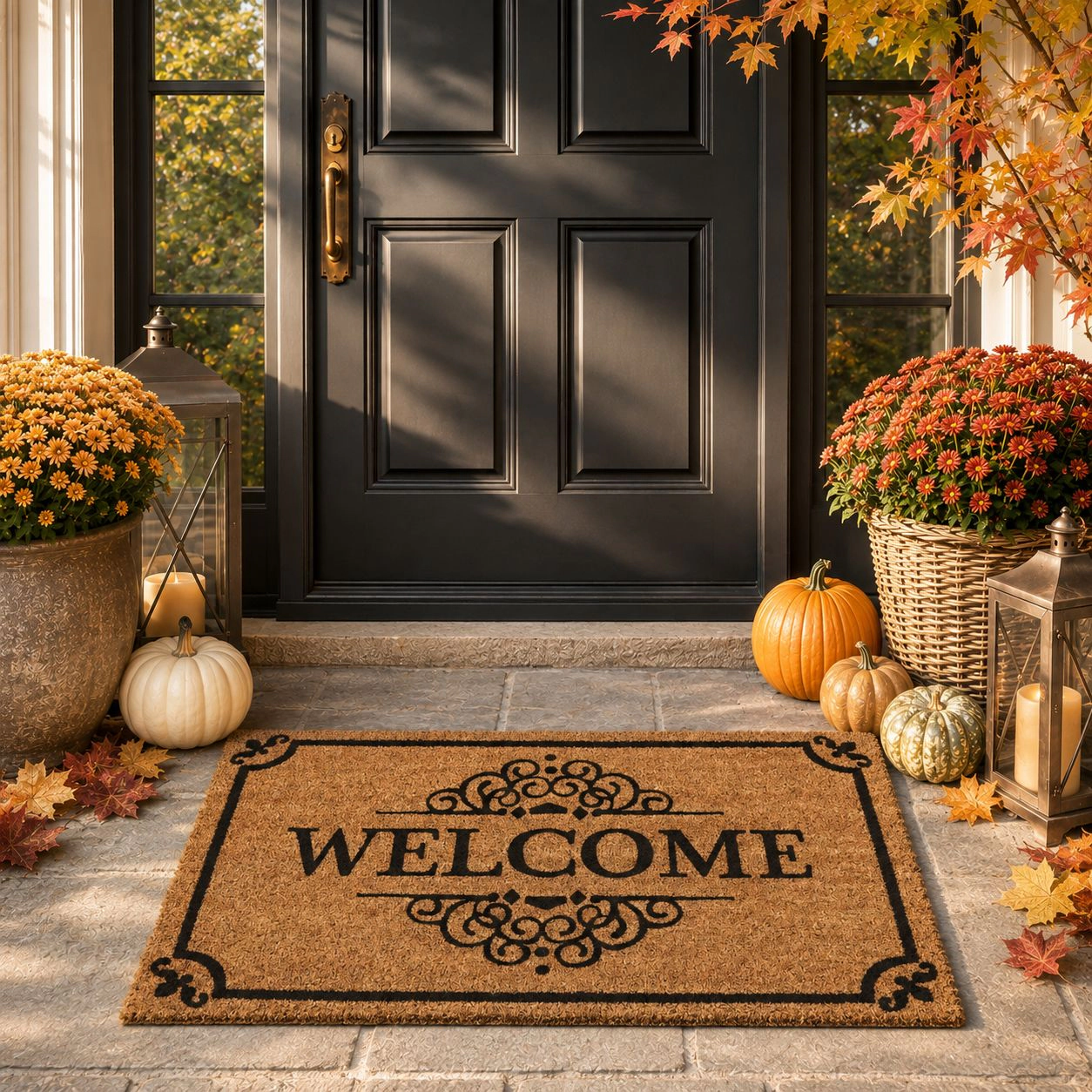 Kate Aurora Tan Colored Oxford Coir Bristled Outdoor All Season Welcome Mat - 18"x30"