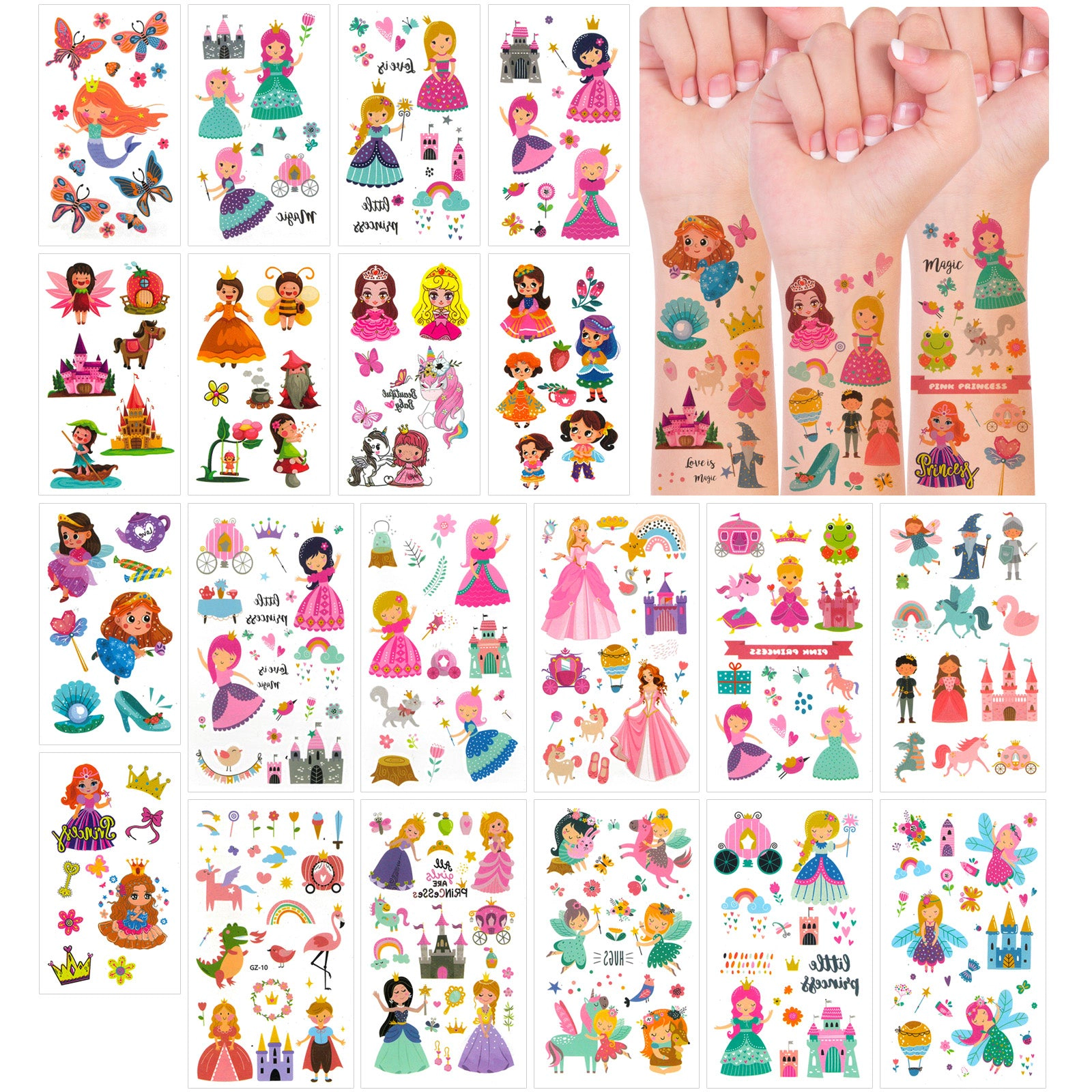 Wrapables Waterproof Temporary Tattoos for Children, 20 Sheets