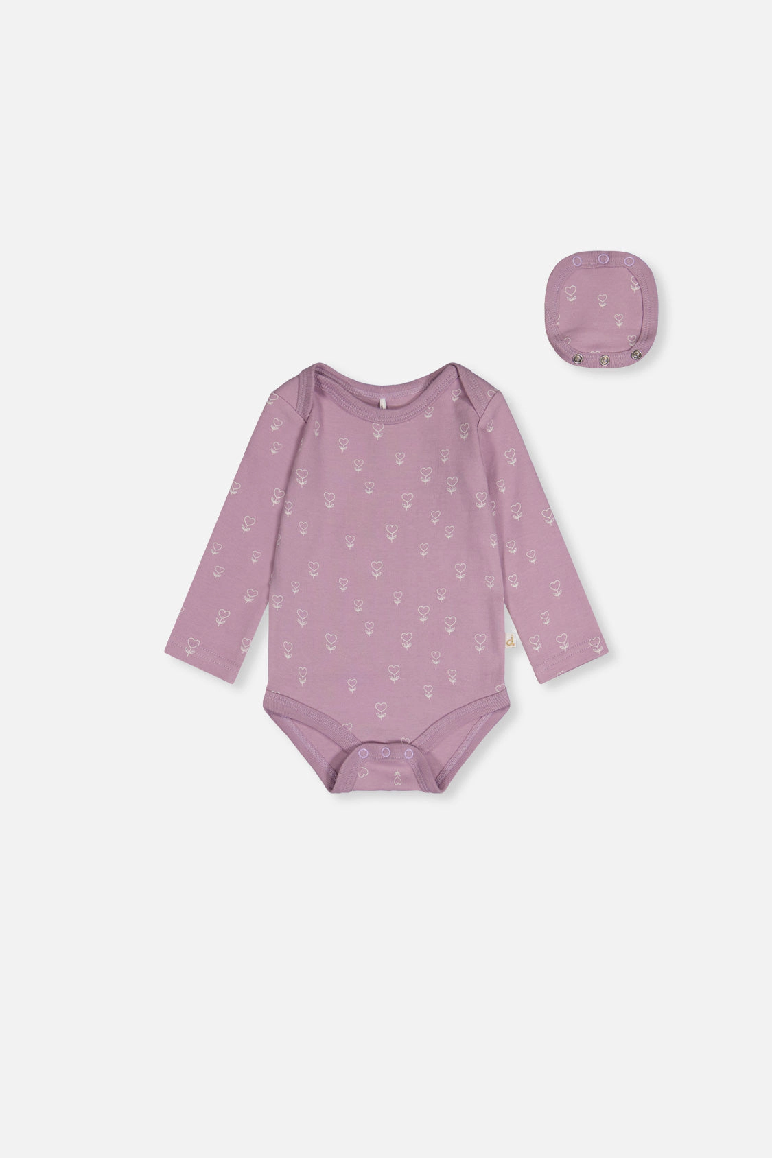 Deux par Girls Organic Cotton Long Sleeve Onesie with Floral Print