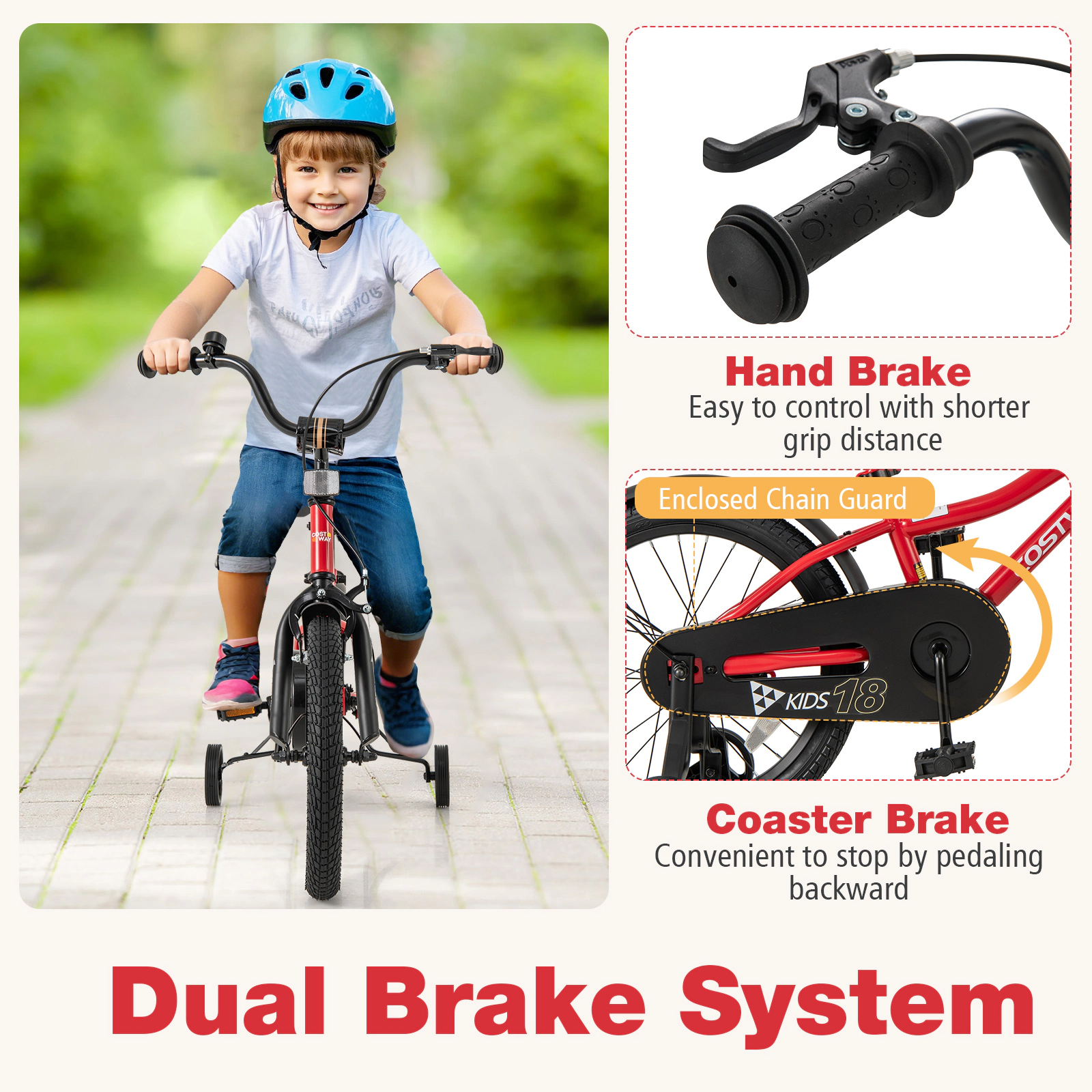 LJG Kids Bike Adjustable Bicycle with Reflectors and Bell