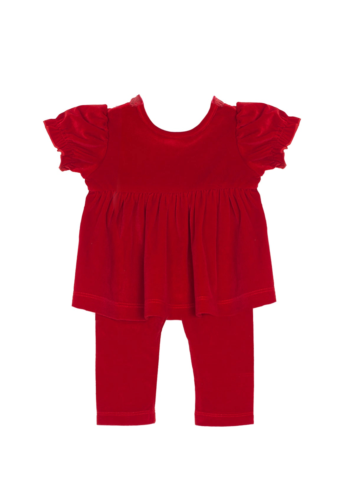 Isobella and Chloe Noella Velvet & Organza 2PC Set - Baby Girls Red