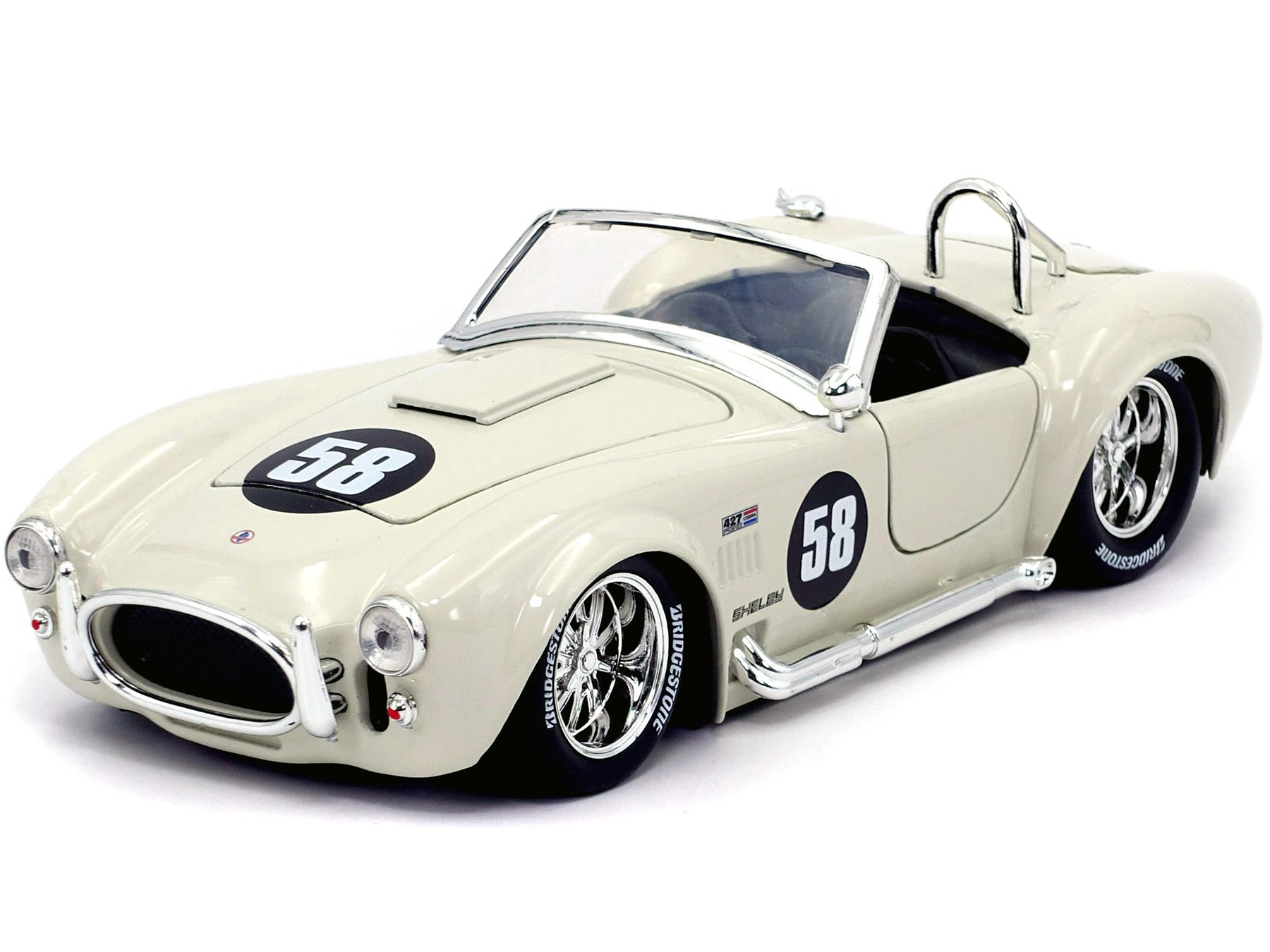 Jada 1965 Shelby Cobra 427 S/C #58 Cream "Bigtime Muscle" 1/24 Diecast Model Car by Jada