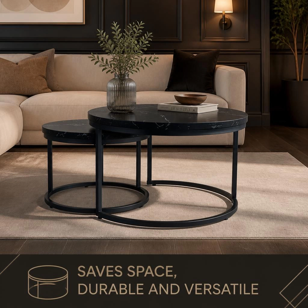 GOODSILO Functional Multi-Use Wood and Metal Flat Accent Table