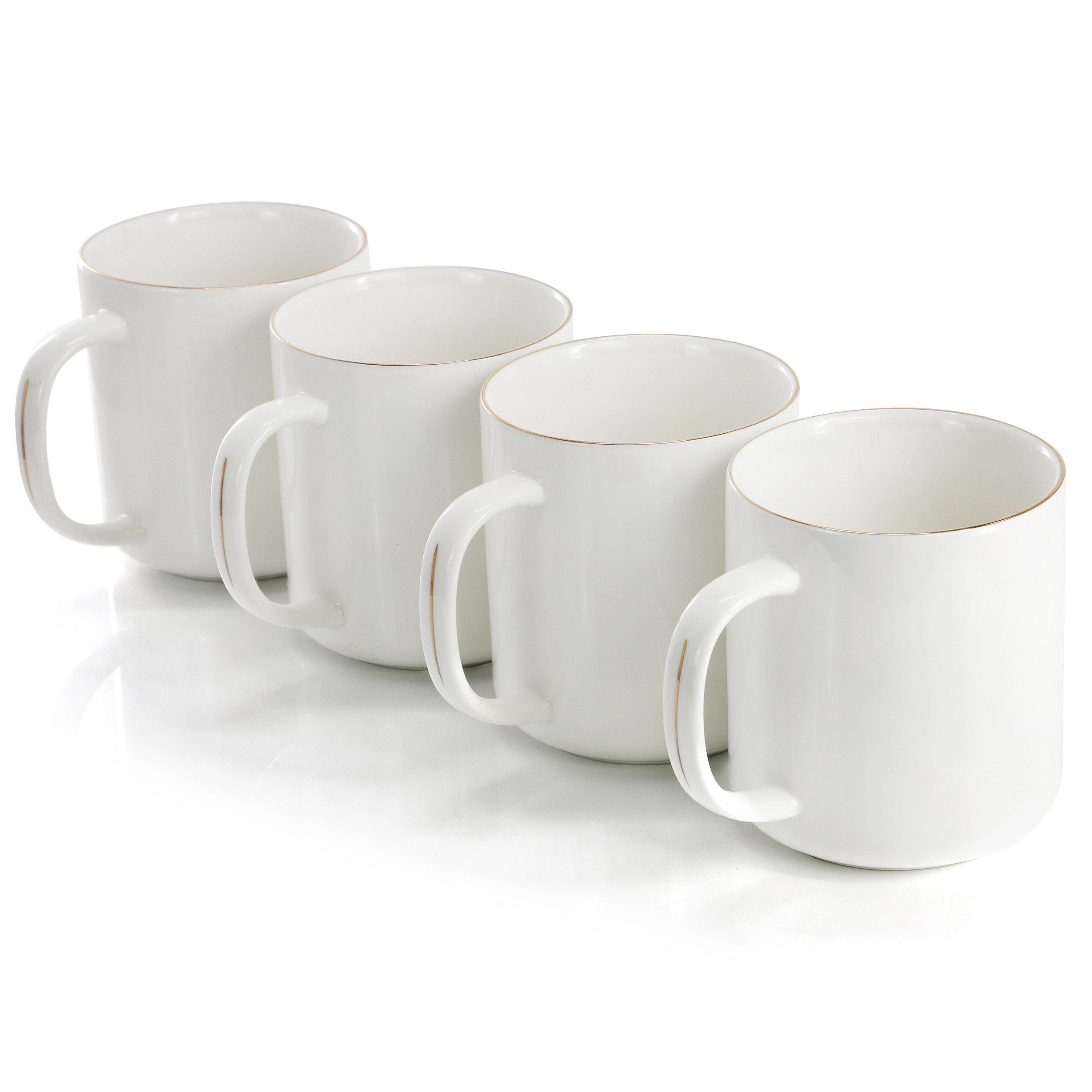 Martha Stewart Fine Ceramic 4 Piece 14 Ounce Round Mug Set in White