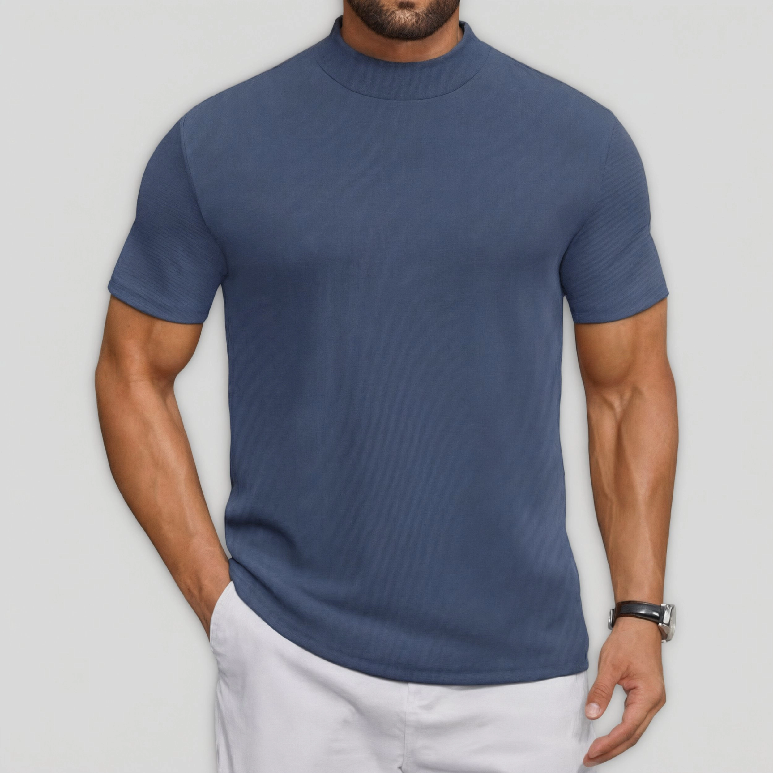 COOFANDY Men's Slim Fit Short Sleeve Mock Neck T-Shirt