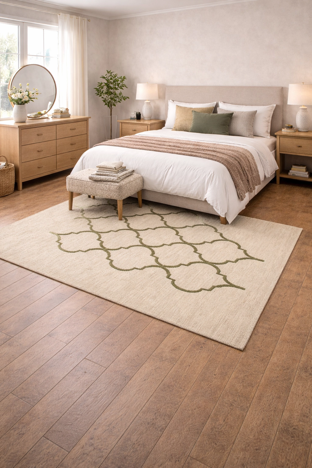 Magic Rugs 5'0 X 8'0 Cream & Brown Modern Hand-Tufted Wool Rug