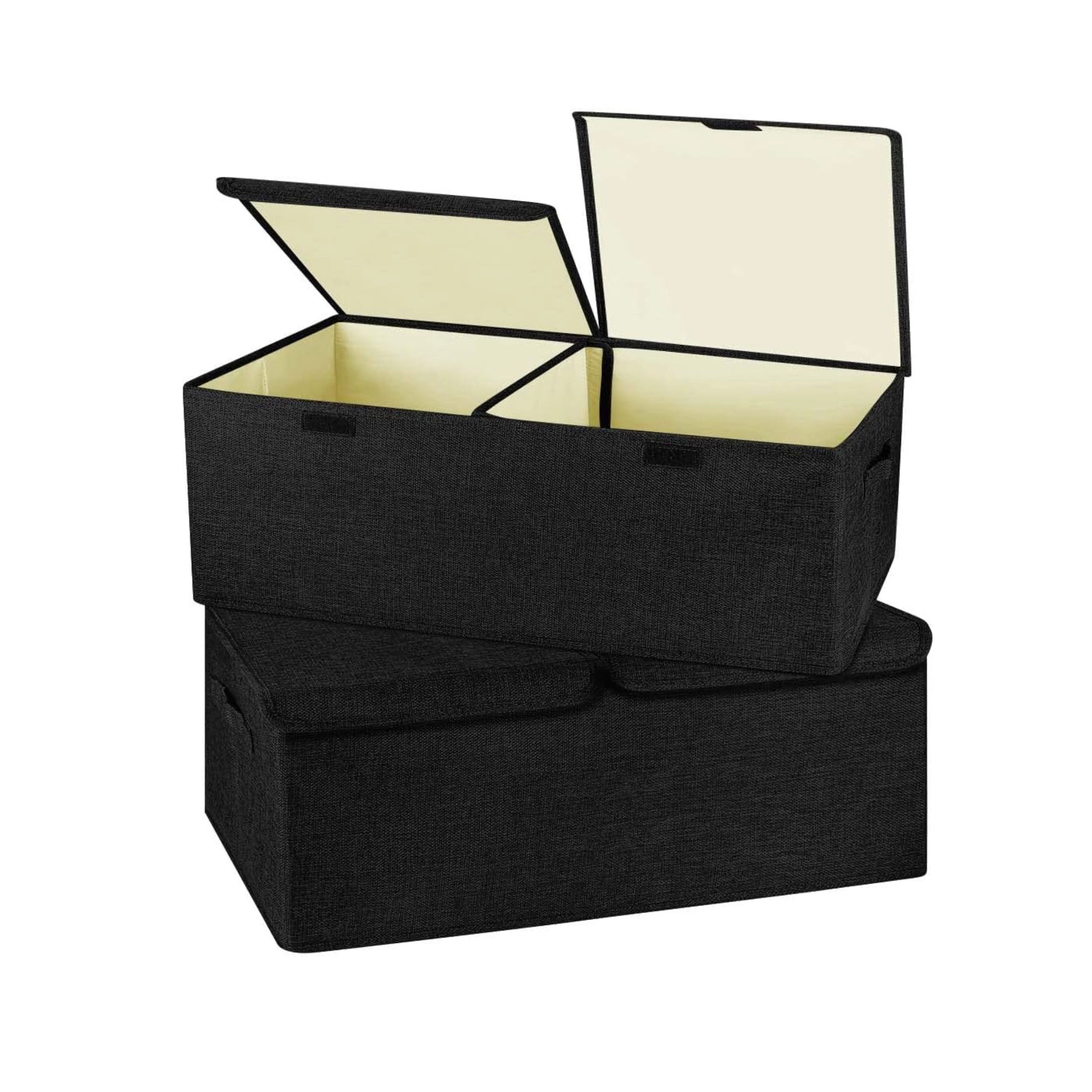 Stock Preferred Pack of 2 Collapsible Linen Storage Bins with Lids Handles and Dividers