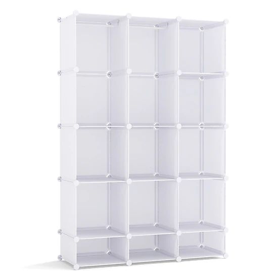 SUGIFT Kids 13-Cube Stackable Hanging Rods Modular Wardrobe Closet 43-in x 14-in x 63-in 6.5-lb per Cube White