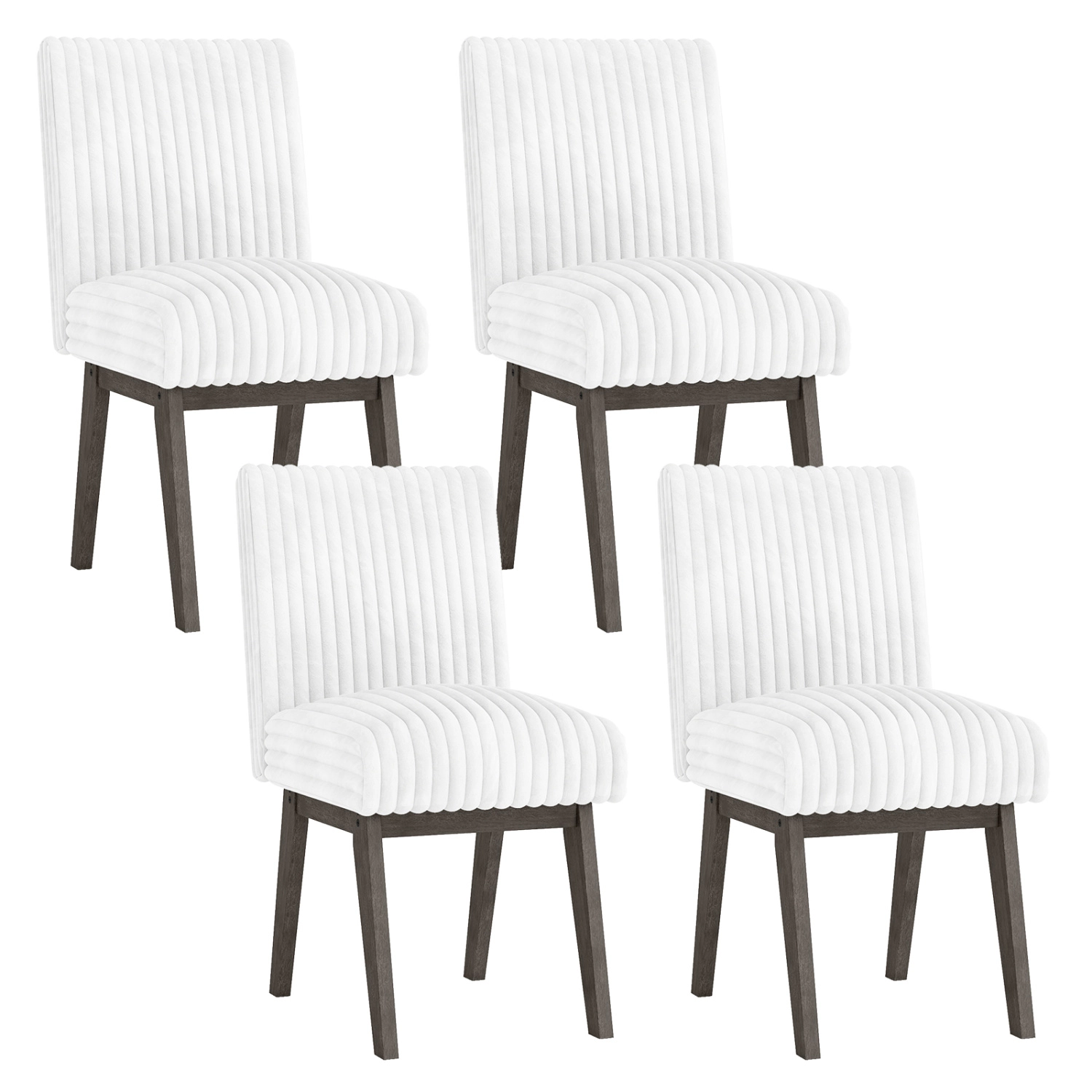 LJG Dining Chairs Set of 4 Fabric Upholstered Kitchen Chairs with Padded Seat and Rubber Wood Legs