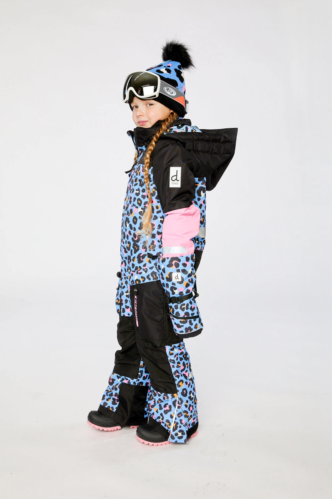 Deux par Girls One Piece Teknik Leopard Print Hooded Snowsuit