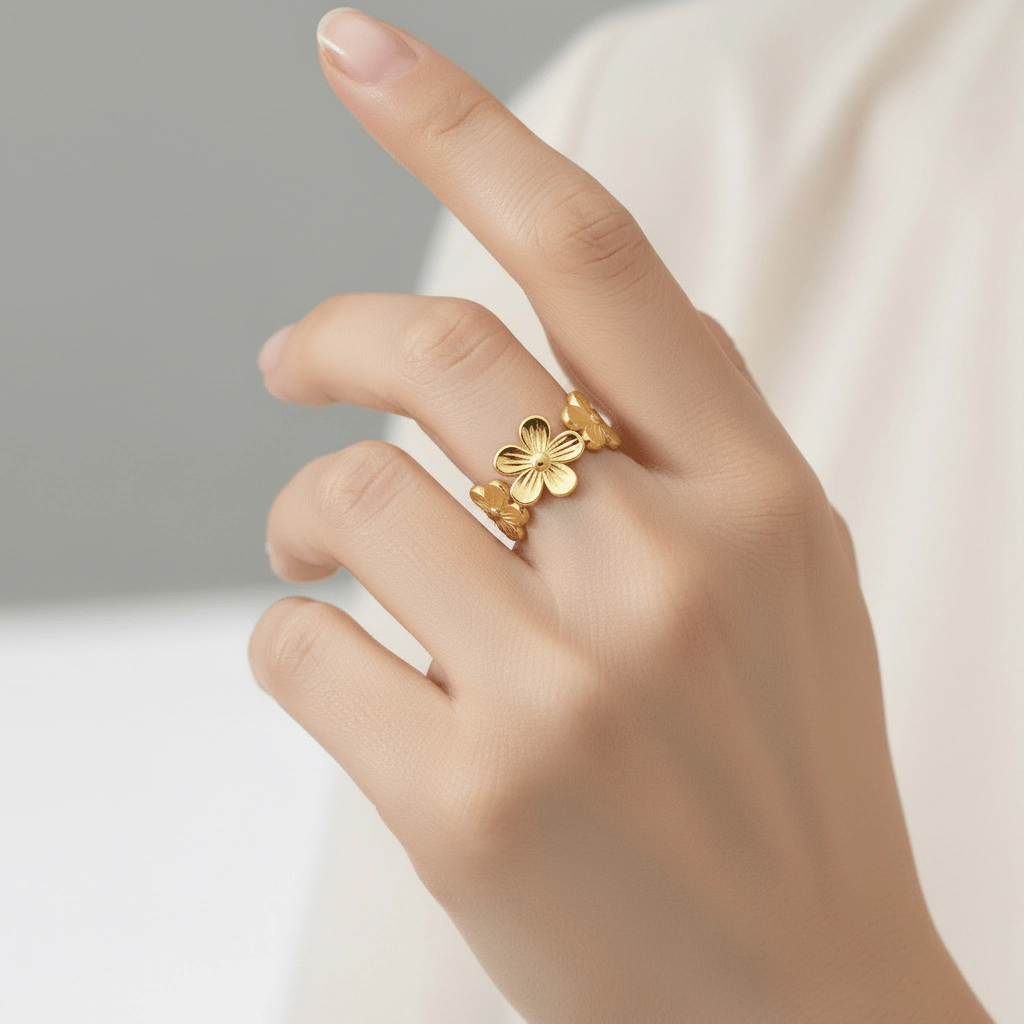 DressAtR Women's C Shape 18K Gold Plated Open Ring