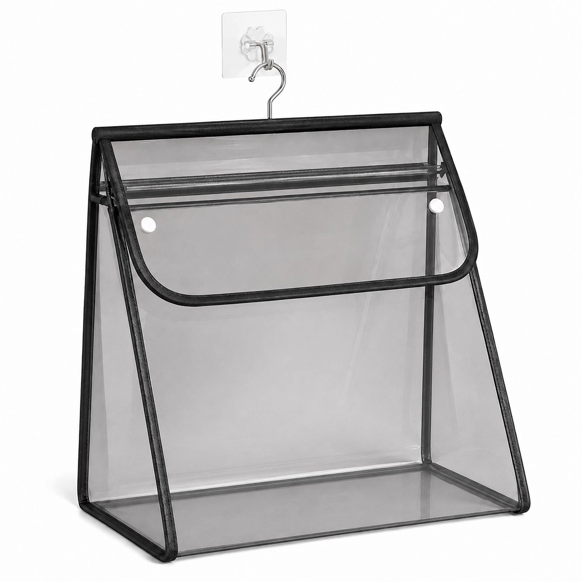 Alilang Women Clear Hanging Wall Storage Bag with Snap Flap Hook Bathroom Organizer