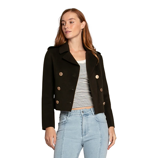 Belle & Bloom Womens Love Me Now Wool Blend Military Style Coat