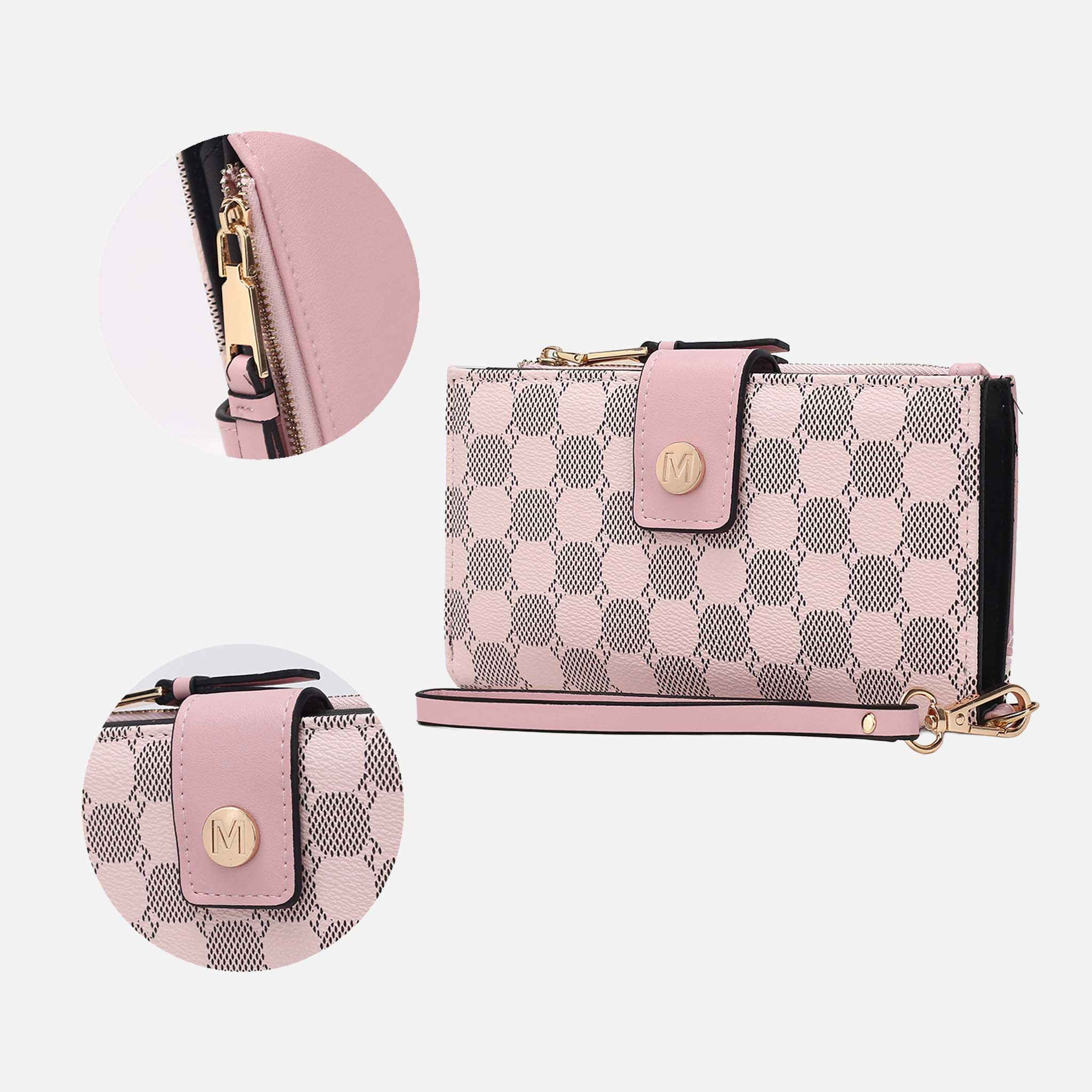 Mia K Collection Solene Circular Print Vegan Leather Wristlet Wallet, Detachable