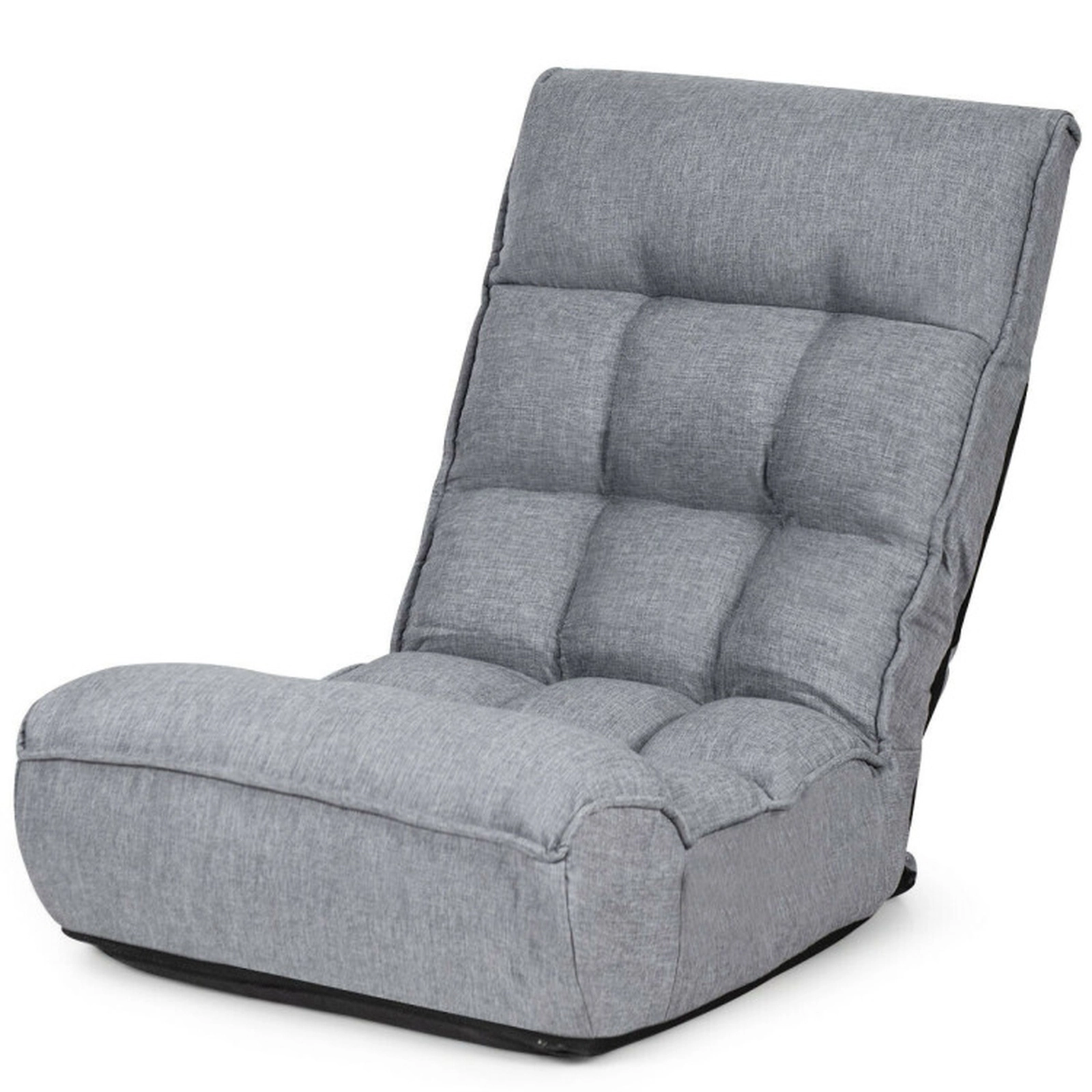 SUGIFT 4-Position Adjustable 286-lb Capacity Gray Steel Frame Folding Floor Chair and Lazy Sofa