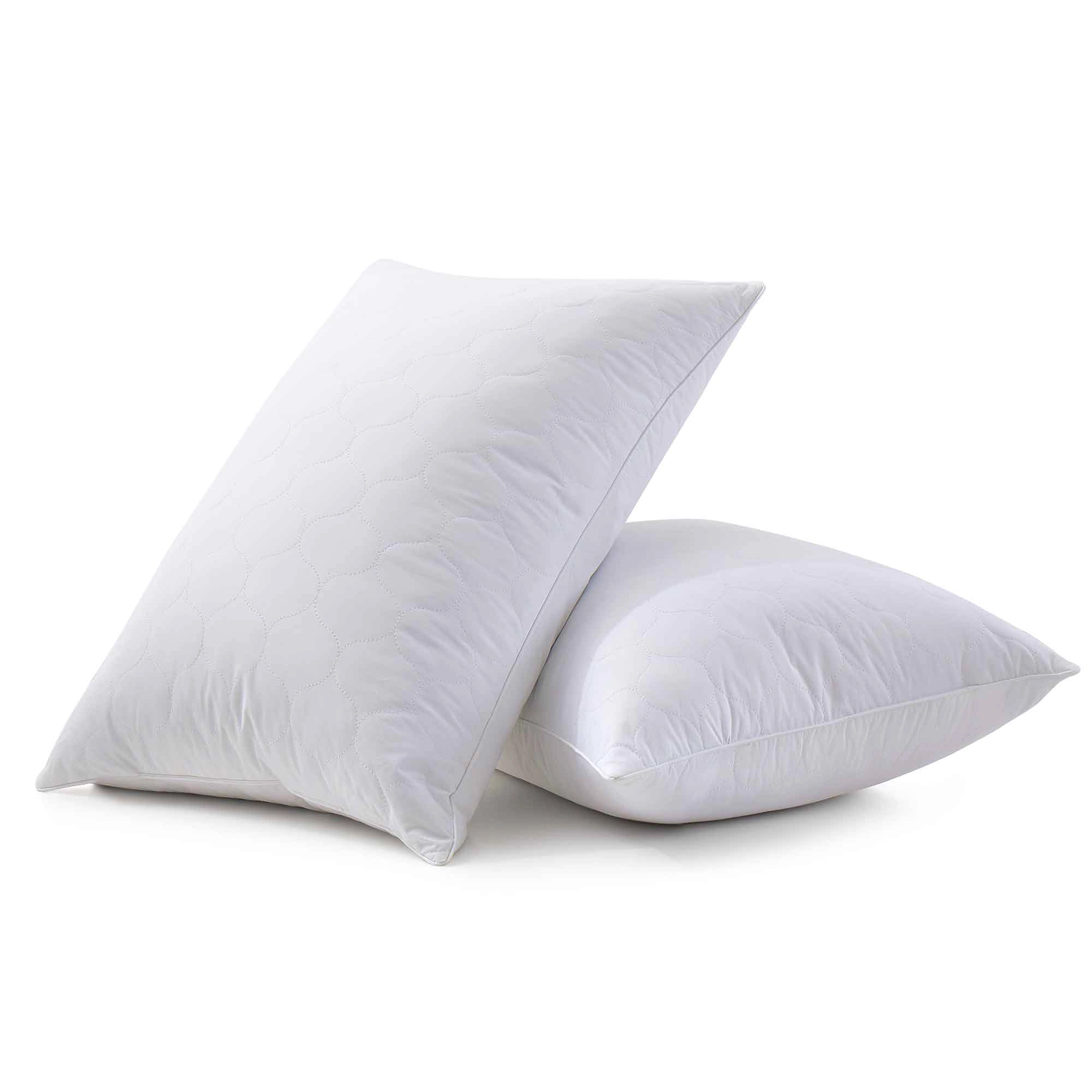 PeaceNest Quilted Goose Feather Bed Pillows with Soft Shell,Set of 2