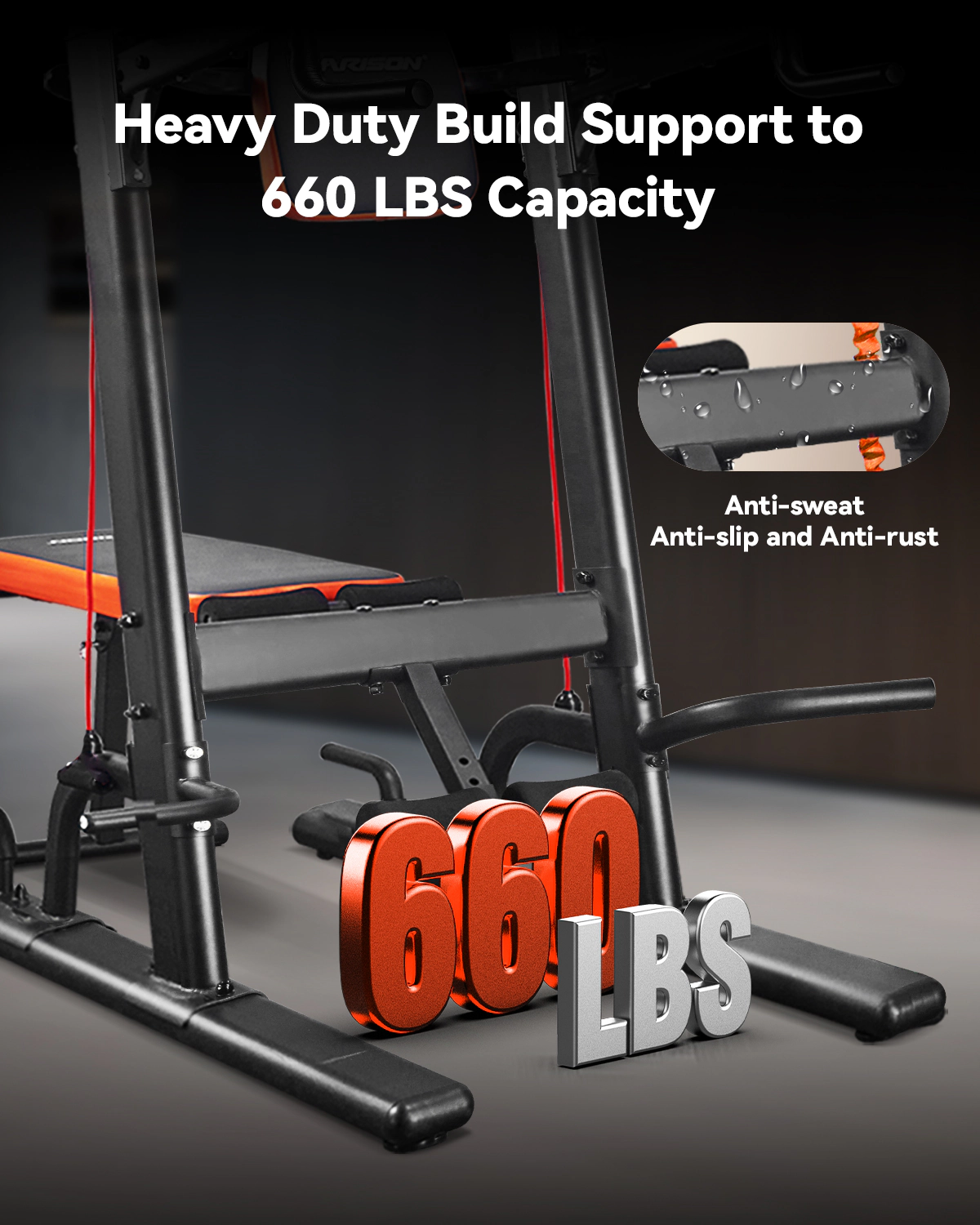 HARISON Power Tower with Weight Bench, Pull-Up Bar & Dip Station, Adjustable Height Home Gym Strength Trainer