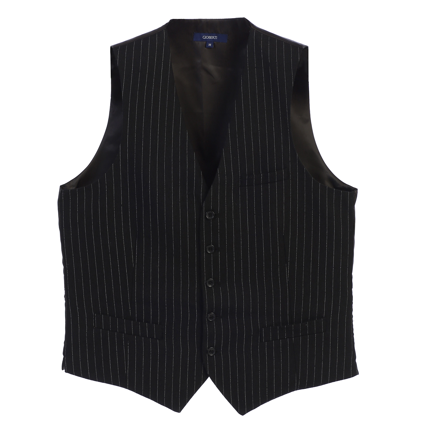 Gioberti Men's 5 Button Formal Wool Blend Tweed Pin Stripe Vest